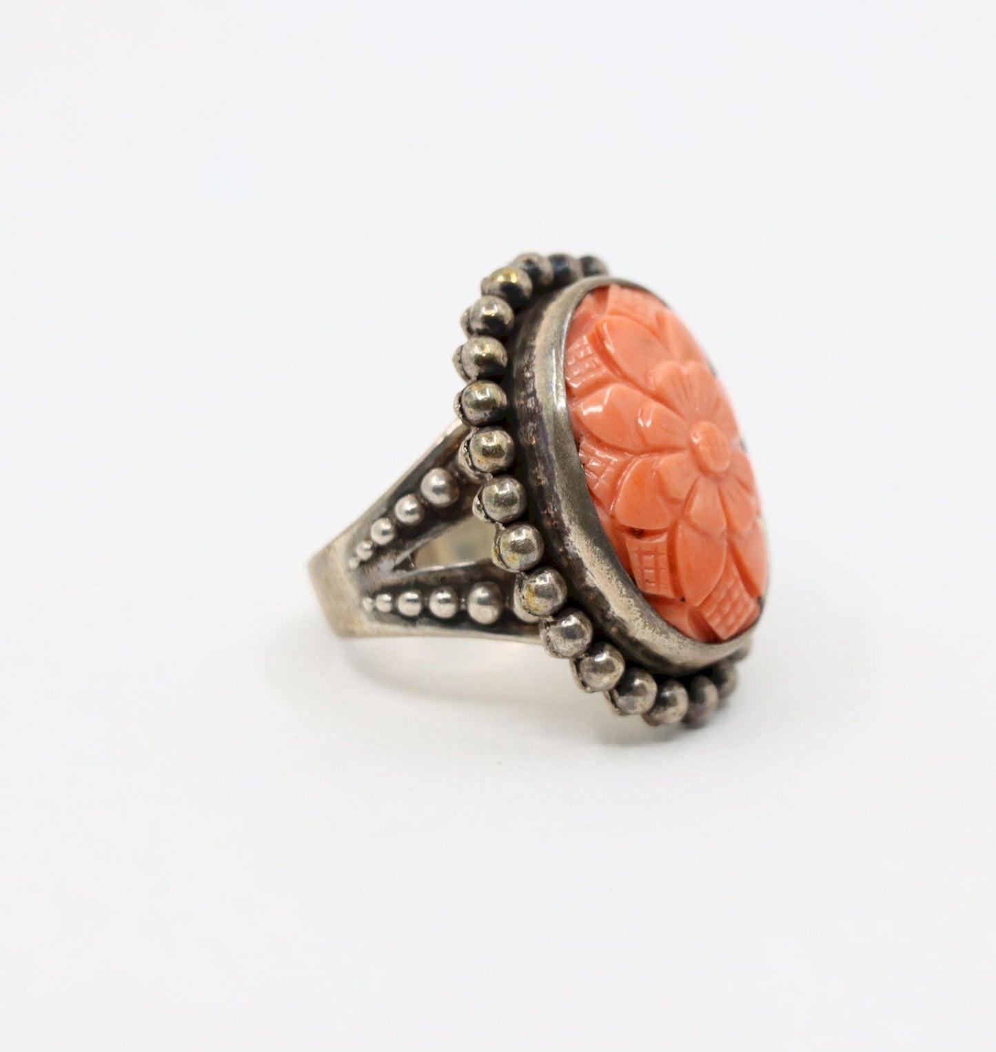 Stephen Dweck Sterling Coral Flower Ring
