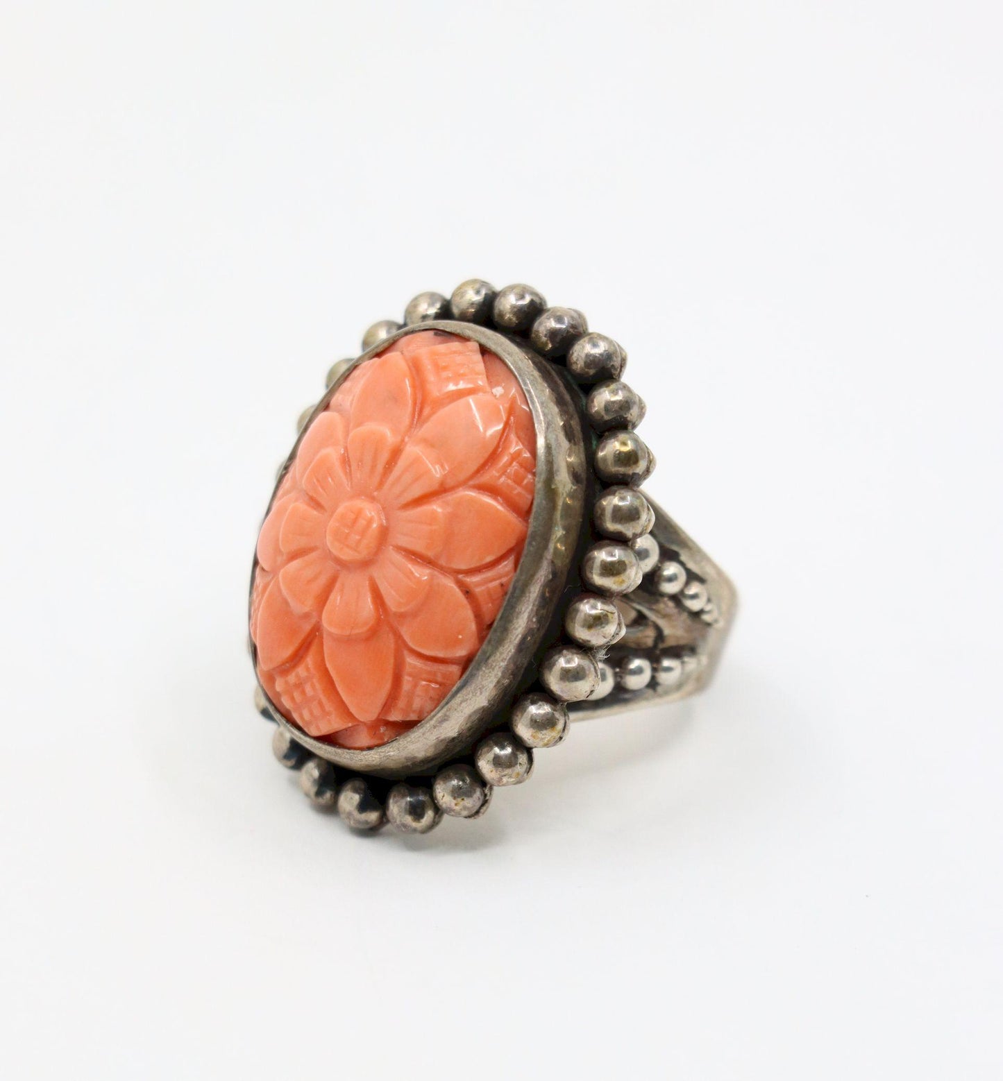 Stephen Dweck Sterling Coral Flower Ring