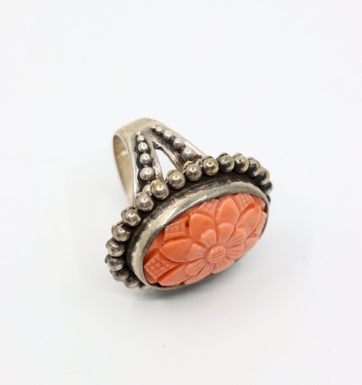 Stephen Dweck Sterling Coral Flower Ring