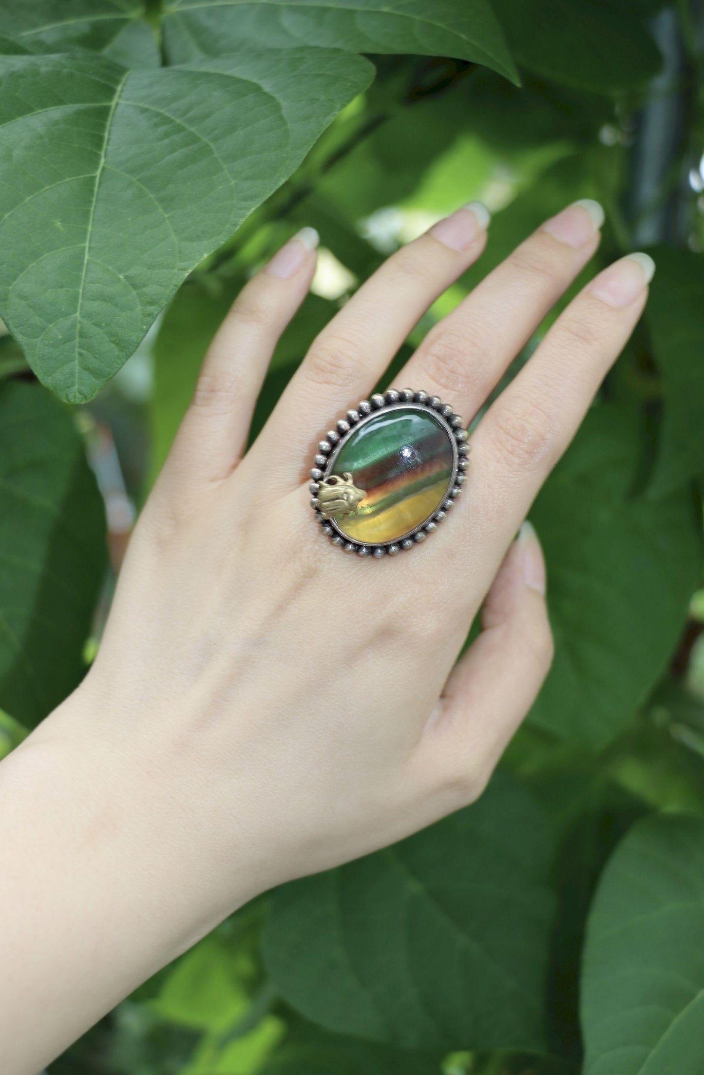 Stephen Dweck Sterling Gemstone Adam Beetle Ring