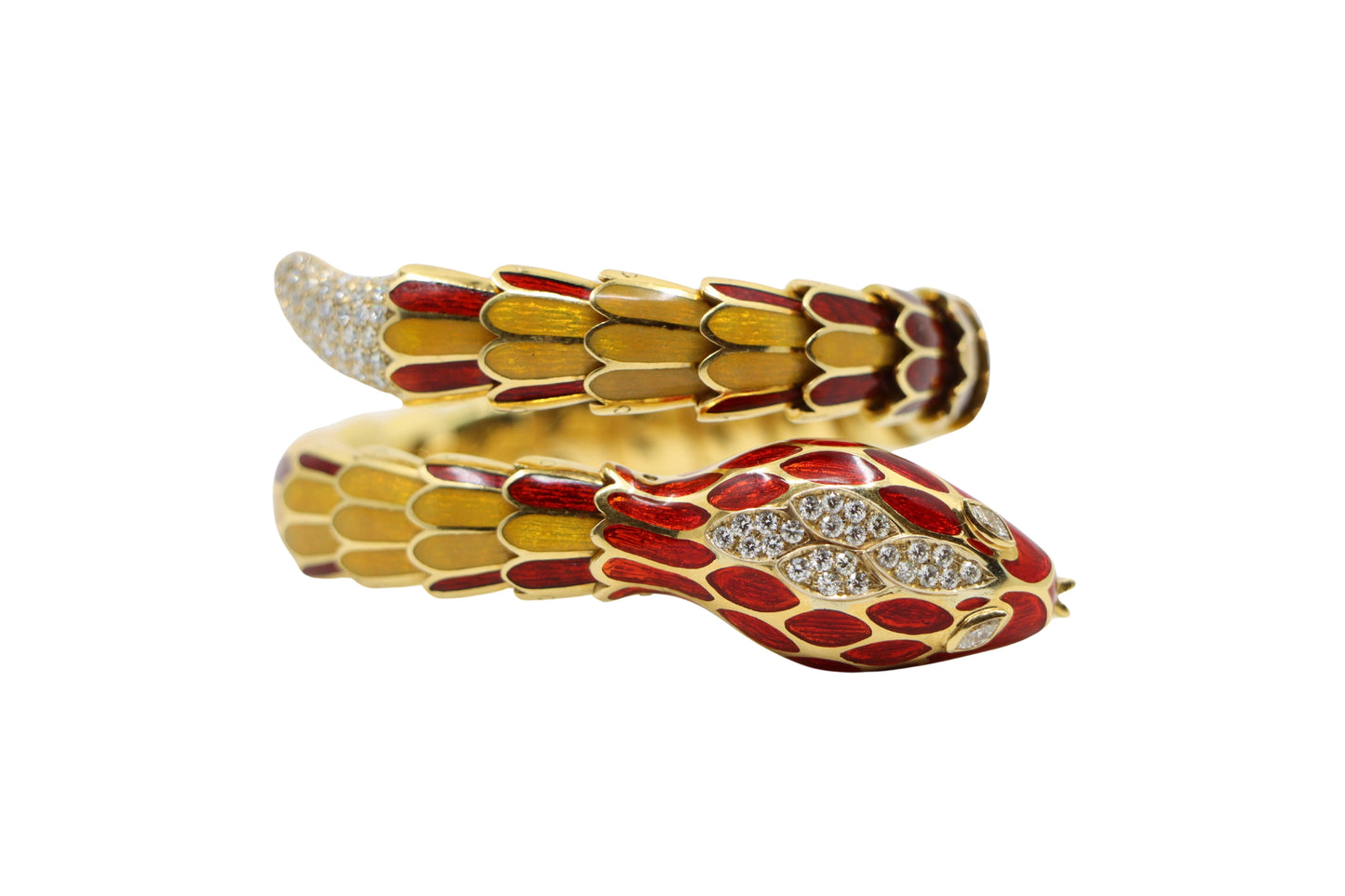 BVLGARI Serpenti Seduttori 18K Gold Diamond Enamel Bracelet