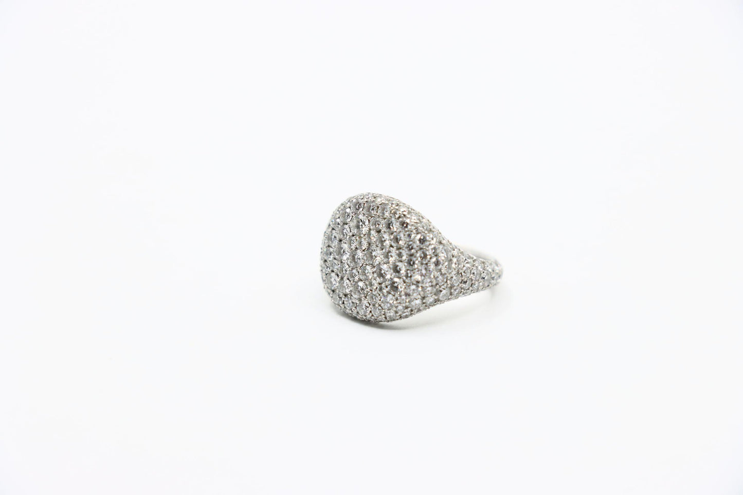 David Yurman 18K White Gold Diamonds Pavé Pinky Ring