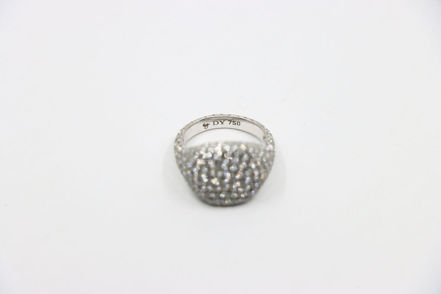 David Yurman 18K White Gold Diamonds Pavé Pinky Ring