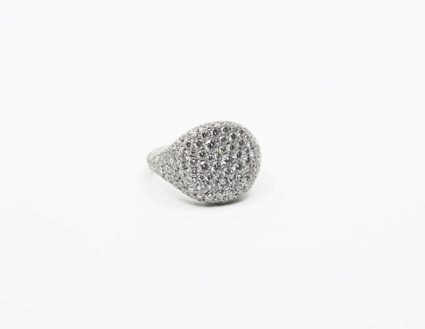David Yurman 18K White Gold Diamonds Pavé Pinky Ring