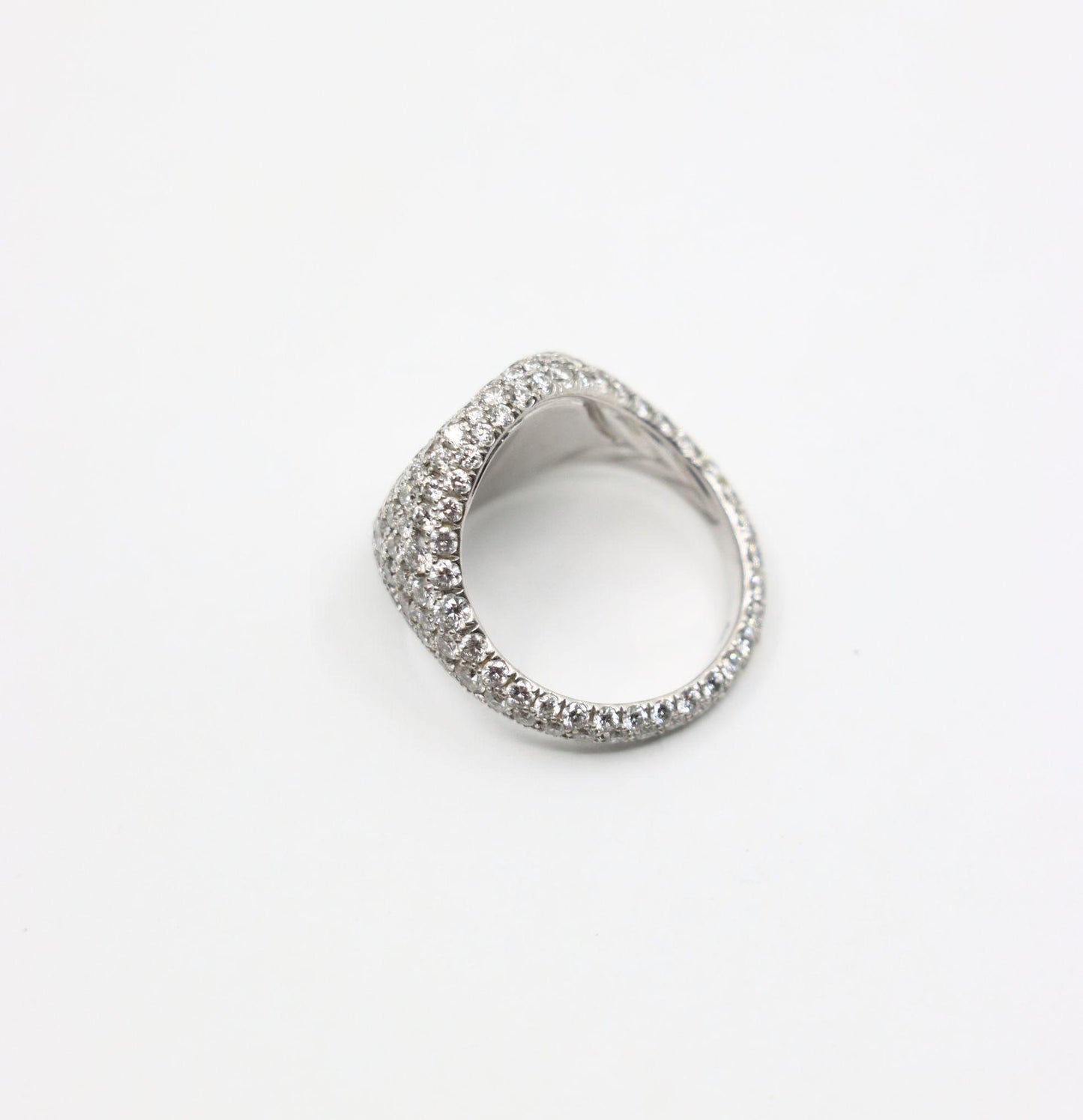 David Yurman 18K White Gold Diamonds Pavé Pinky Ring