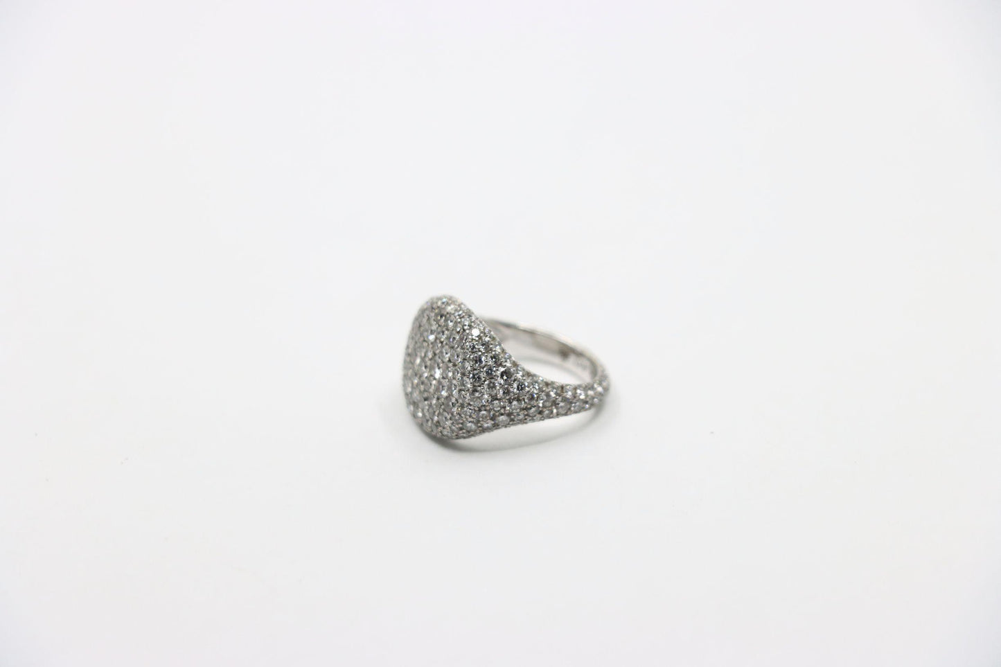 David Yurman 18K White Gold Diamonds Pavé Pinky Ring