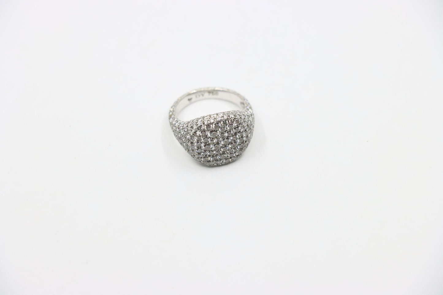 David Yurman 18K White Gold Diamonds Pavé Pinky Ring