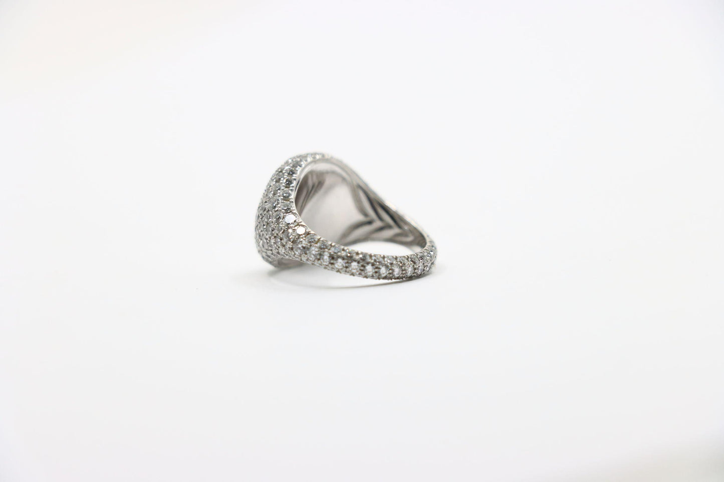 David Yurman 18K White Gold Diamonds Pavé Pinky Ring