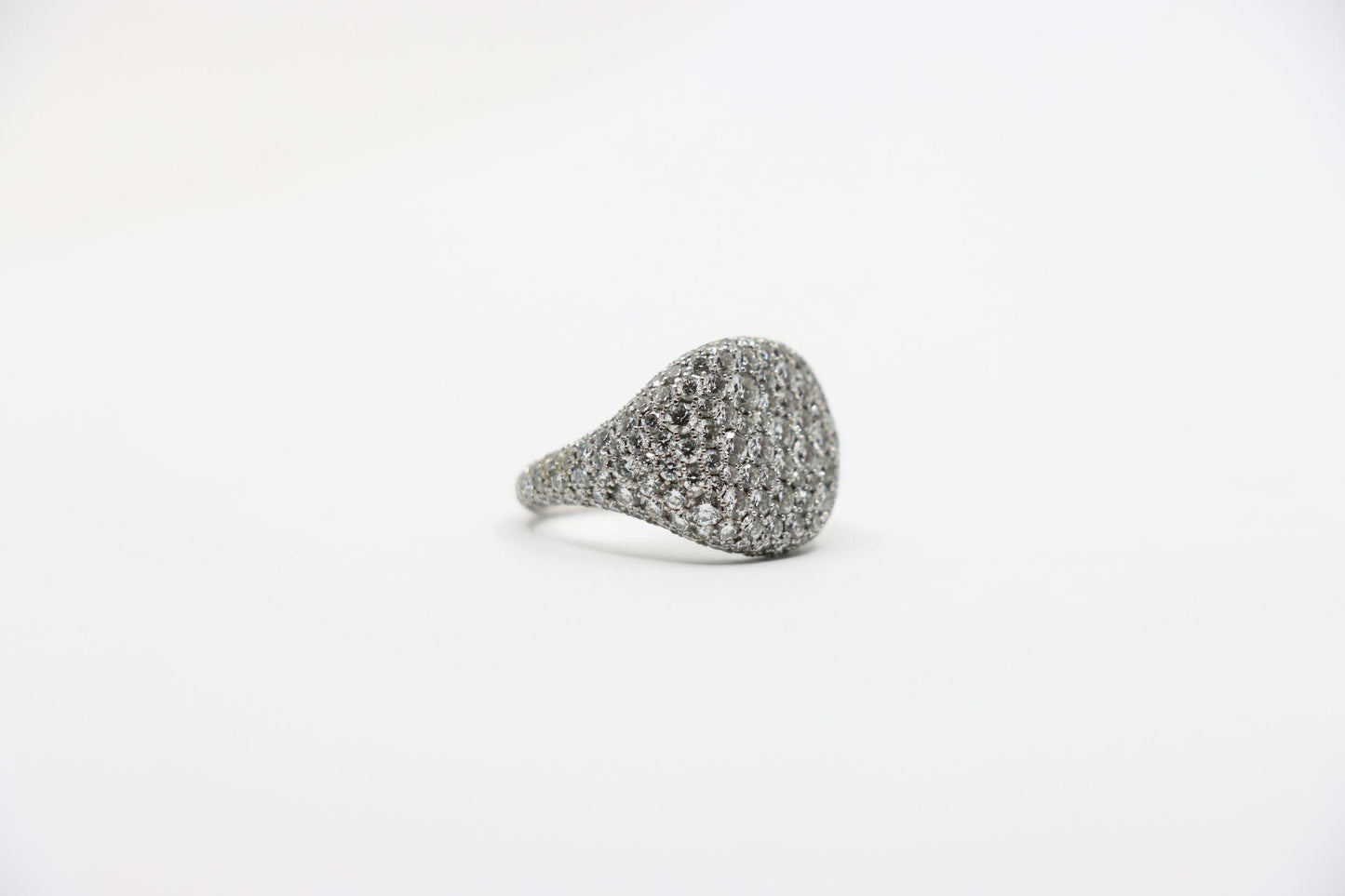 David Yurman 18K White Gold Diamonds Pavé Pinky Ring