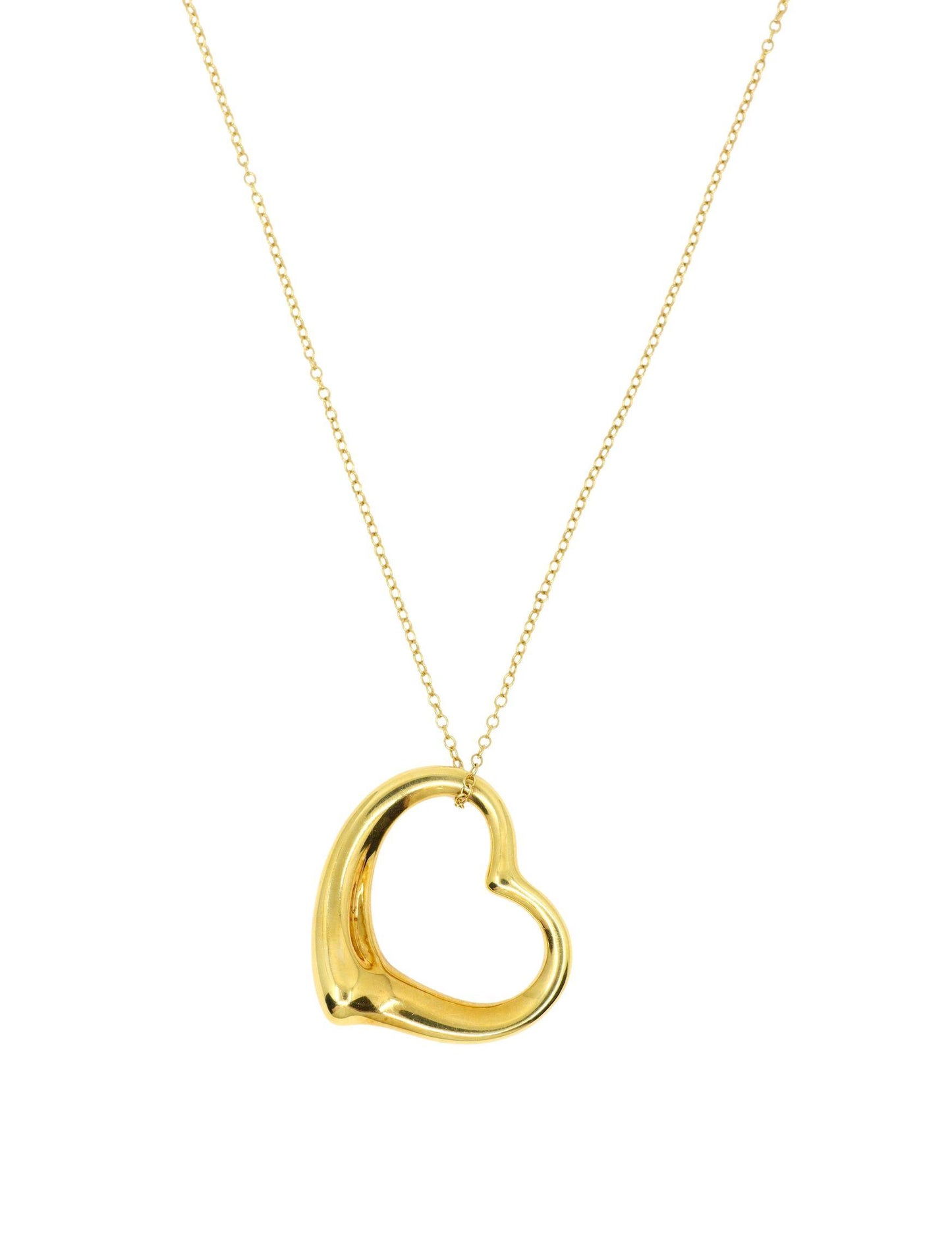 Tiffany & Co. 18K Gold Elsa Peretti Open Heart Pendant Necklace