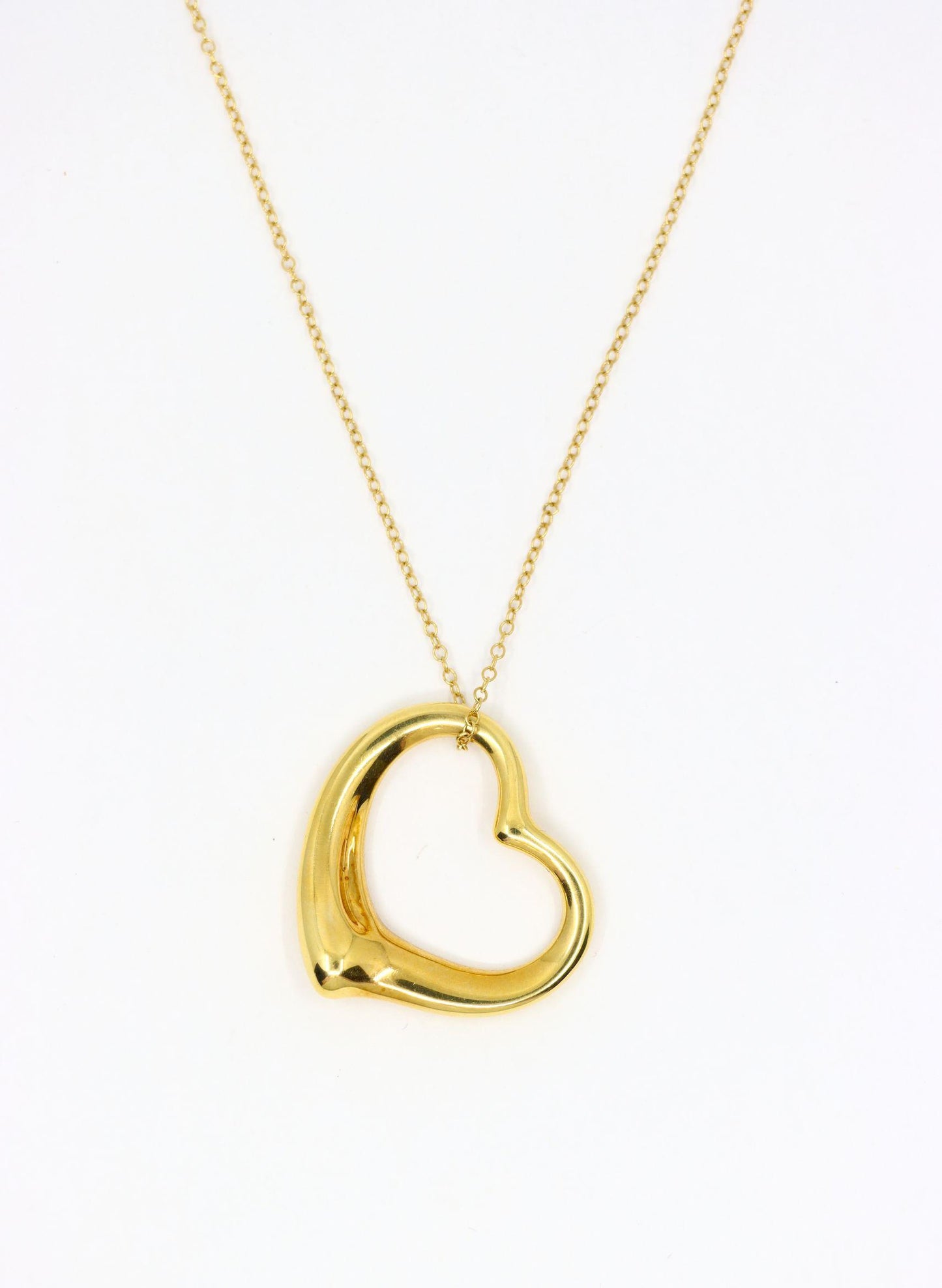 Tiffany & Co. 18K Gold Elsa Peretti Open Heart Pendant Necklace