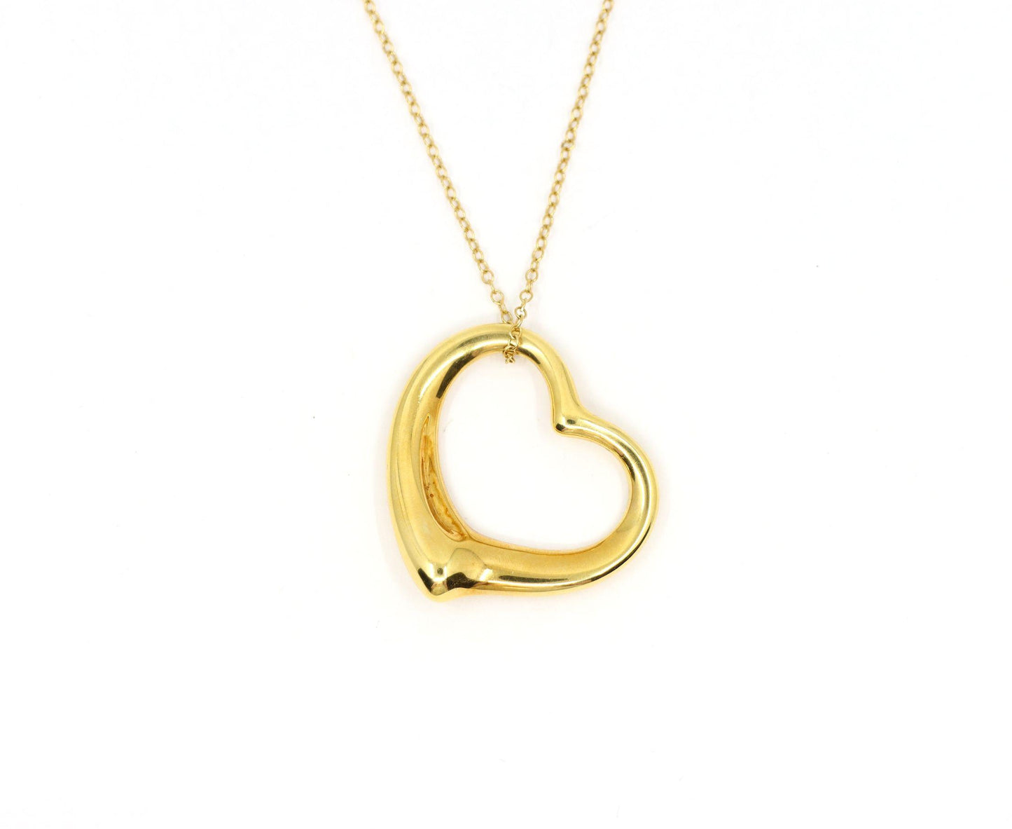 Tiffany & Co. 18K Gold Elsa Peretti Open Heart Pendant Necklace
