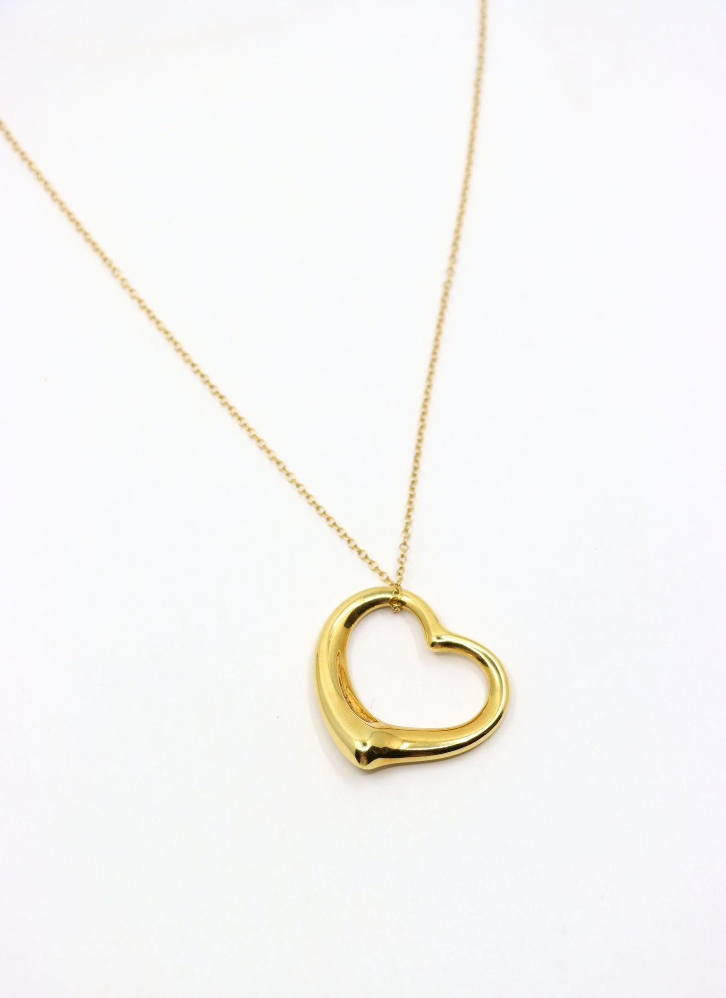 Tiffany & Co. 18K Gold Elsa Peretti Open Heart Pendant Necklace