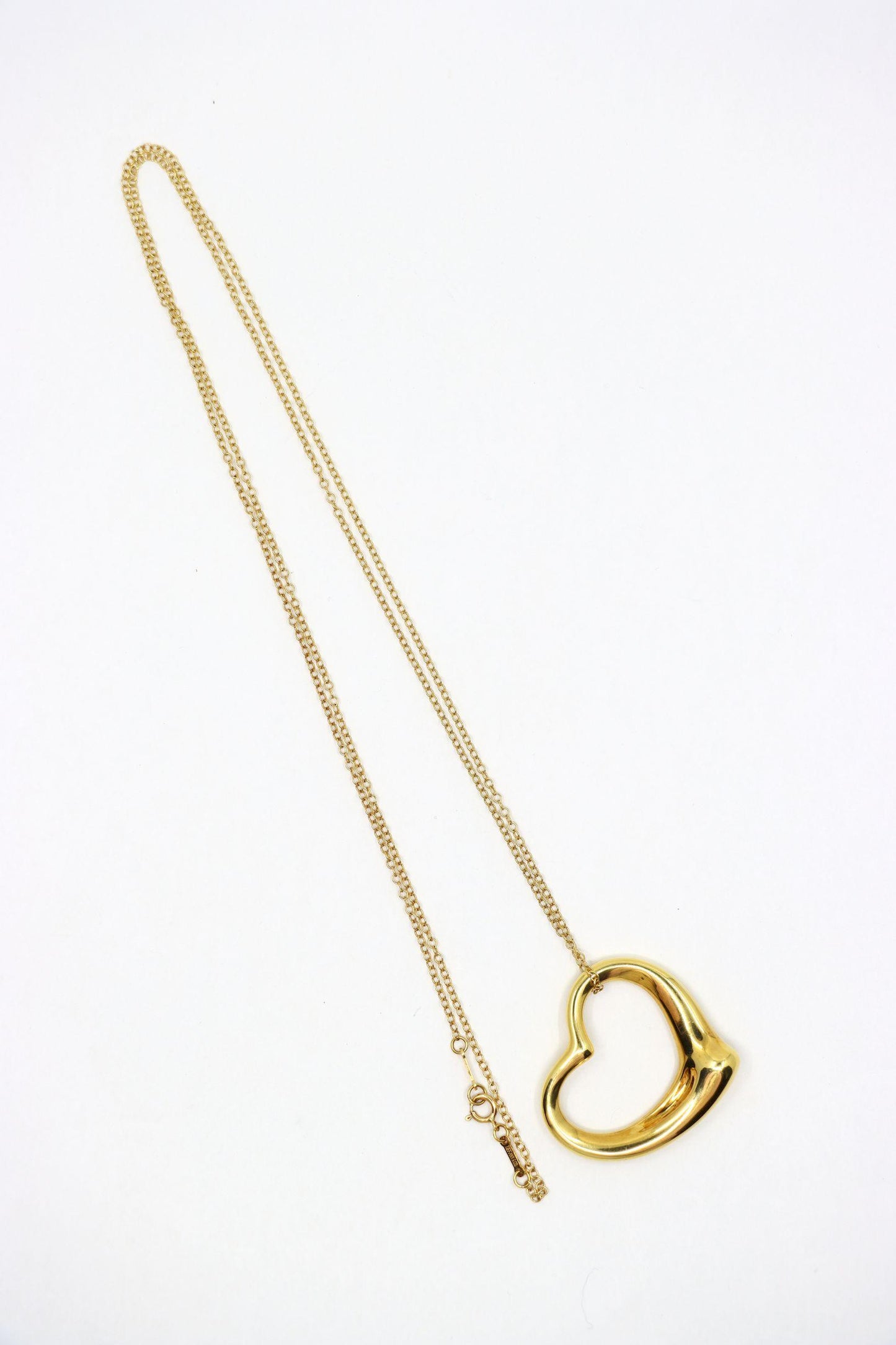 Tiffany & Co. 18K Gold Elsa Peretti Open Heart Pendant Necklace