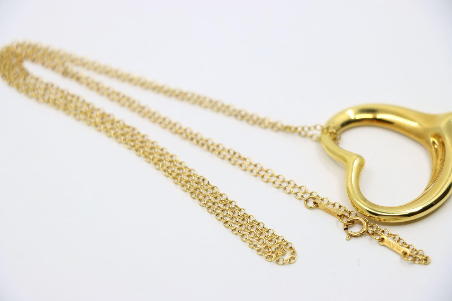 Tiffany & Co. 18K Gold Elsa Peretti Open Heart Pendant Necklace