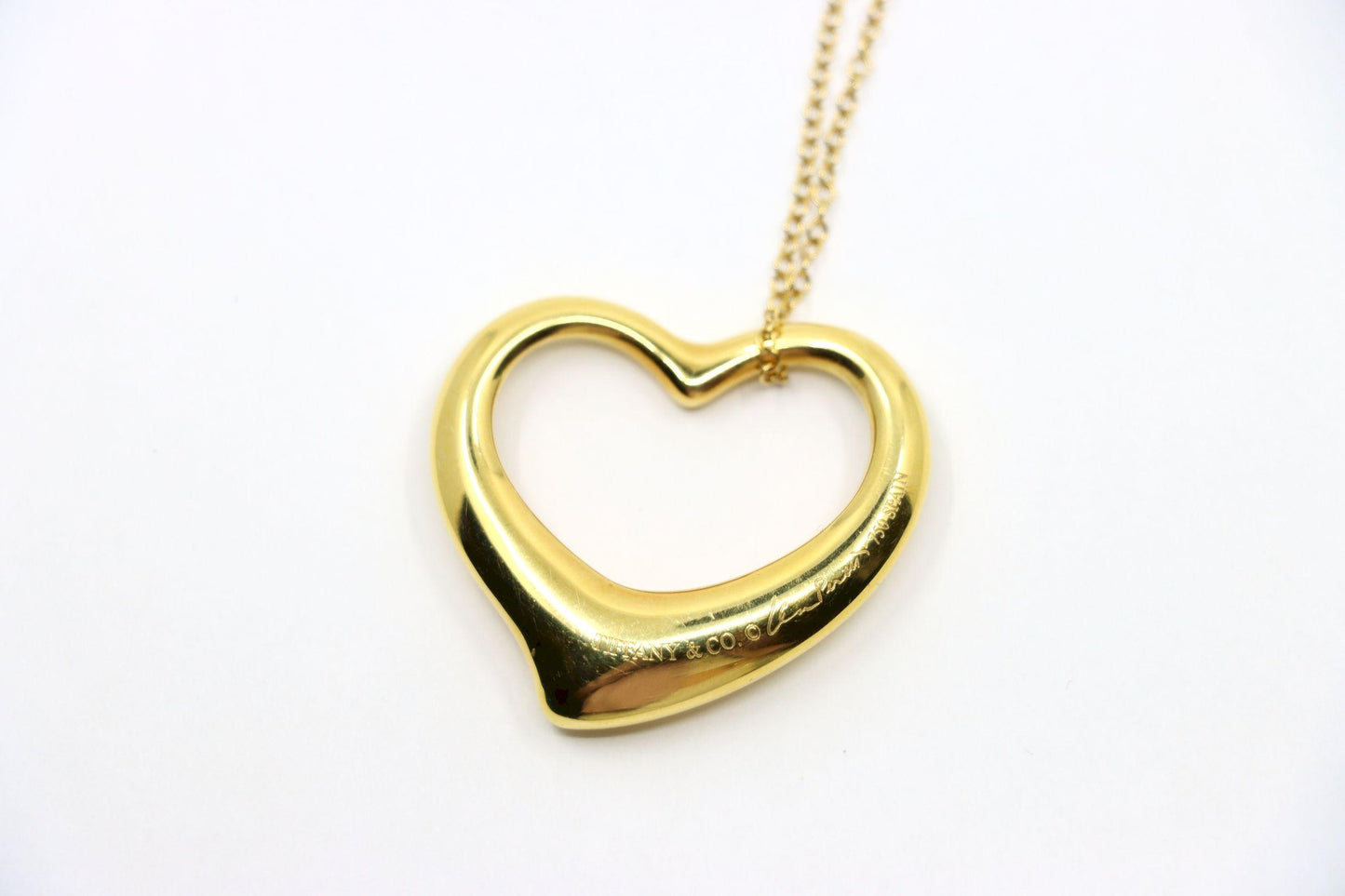 Tiffany & Co. 18K Gold Elsa Peretti Open Heart Pendant Necklace