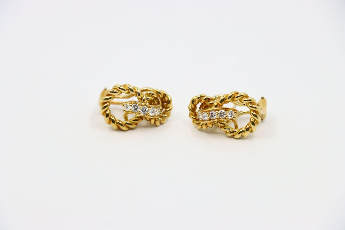Tiffany & Co. 18K Gold Diamond Twist Earrings