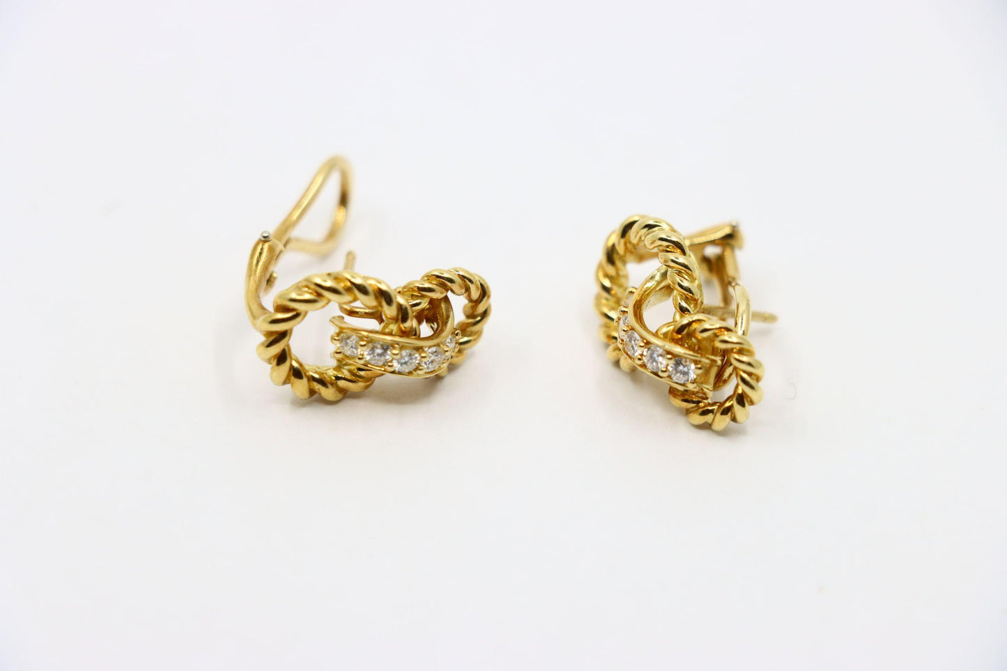 Tiffany & Co. 18K Gold Diamond Twist Earrings