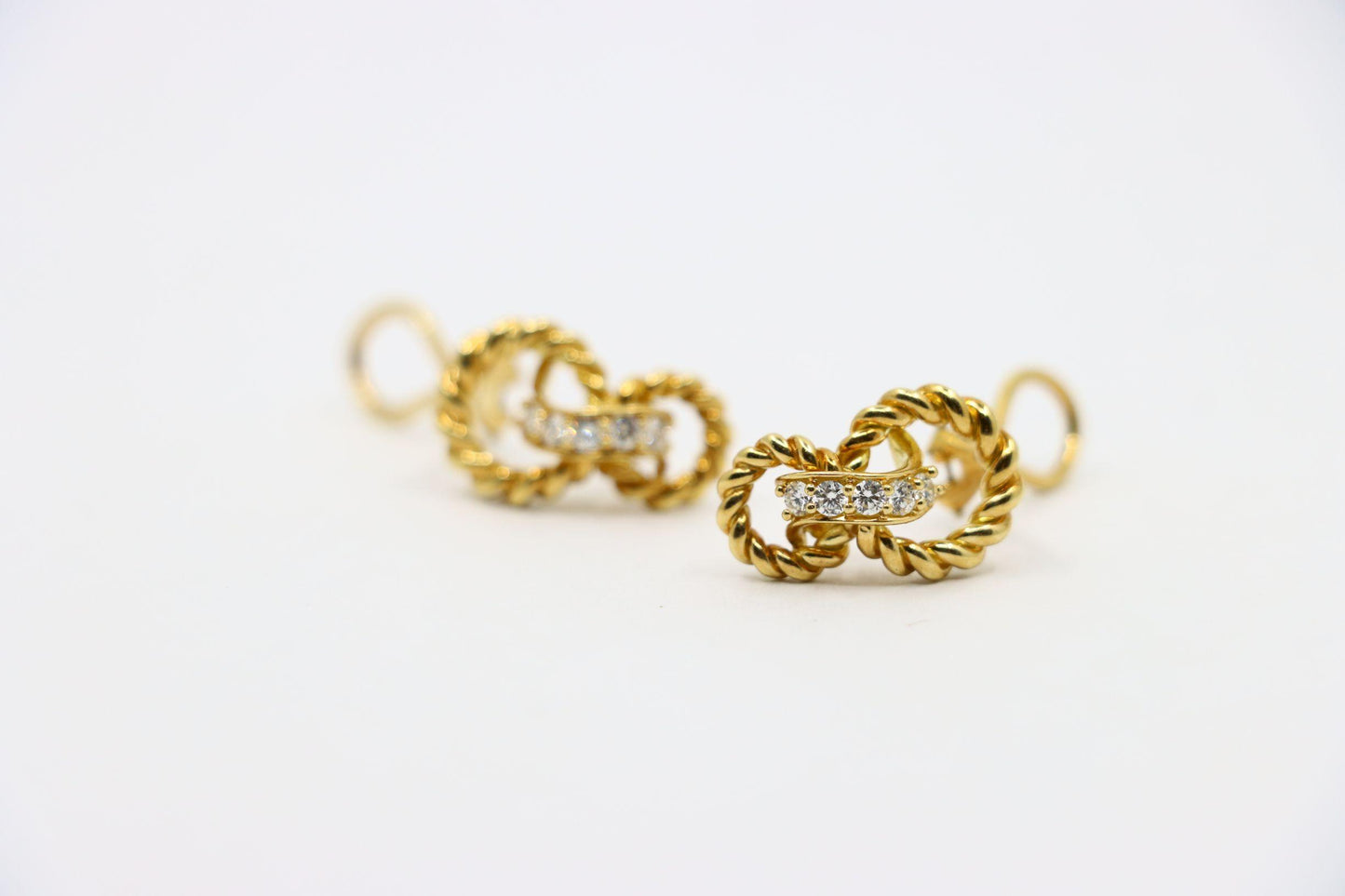 Tiffany & Co. 18K Gold Diamond Twist Earrings