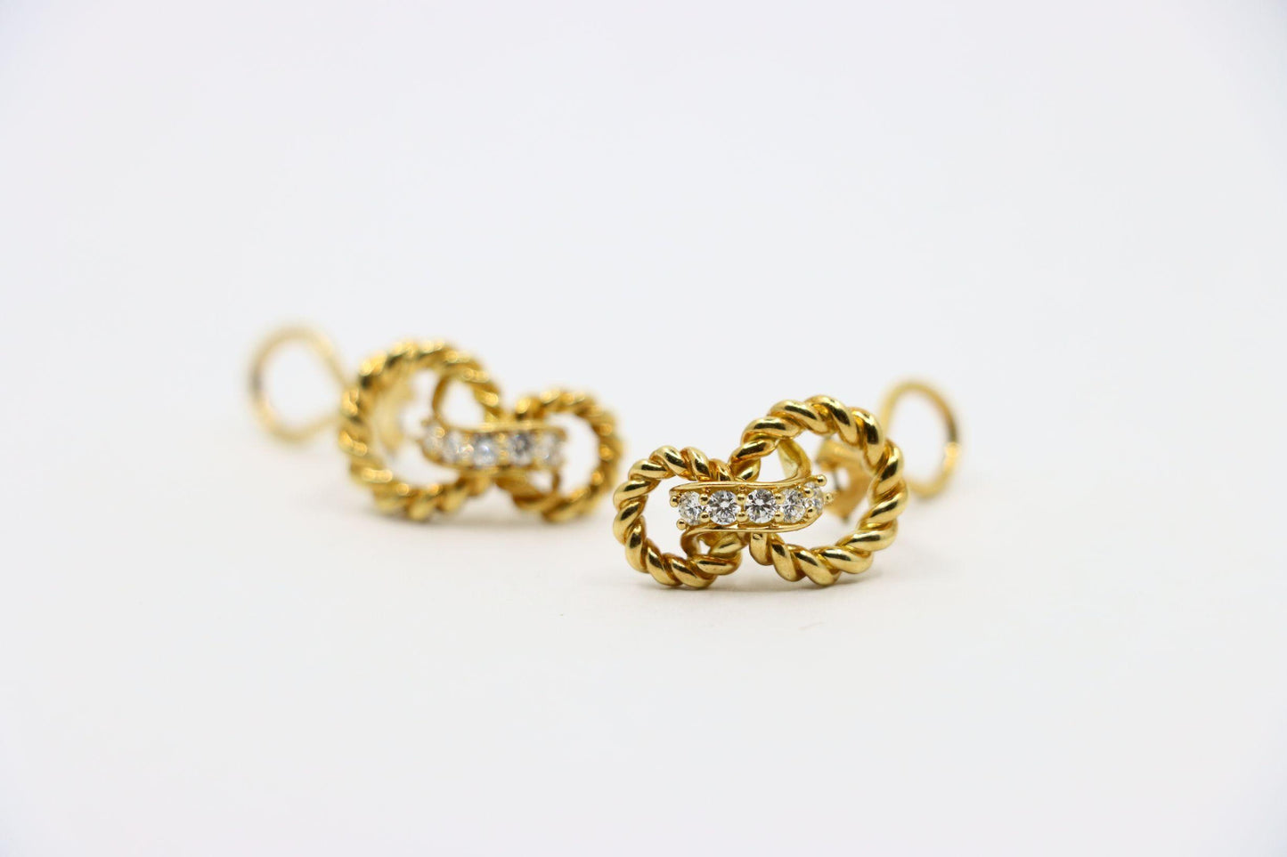 Tiffany & Co. 18K Gold Diamond Twist Earrings