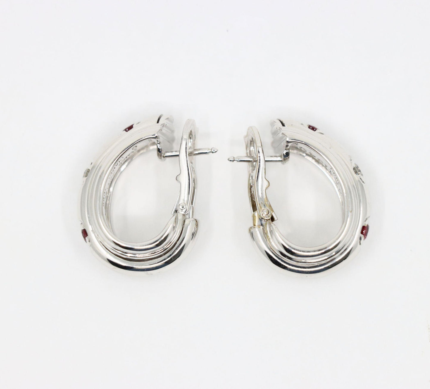 Vintage Piaget 18K White Gold Diamond Ruby Possession Earrings