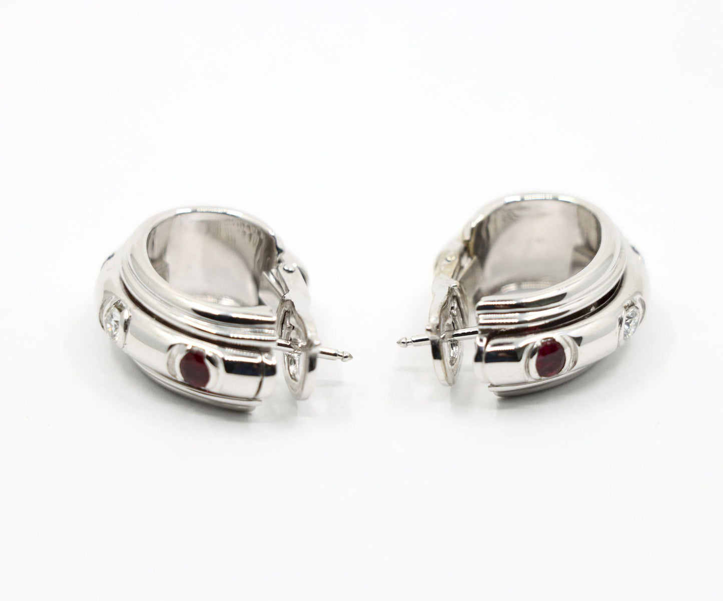 Vintage Piaget 18K White Gold Diamond Ruby Possession Earrings
