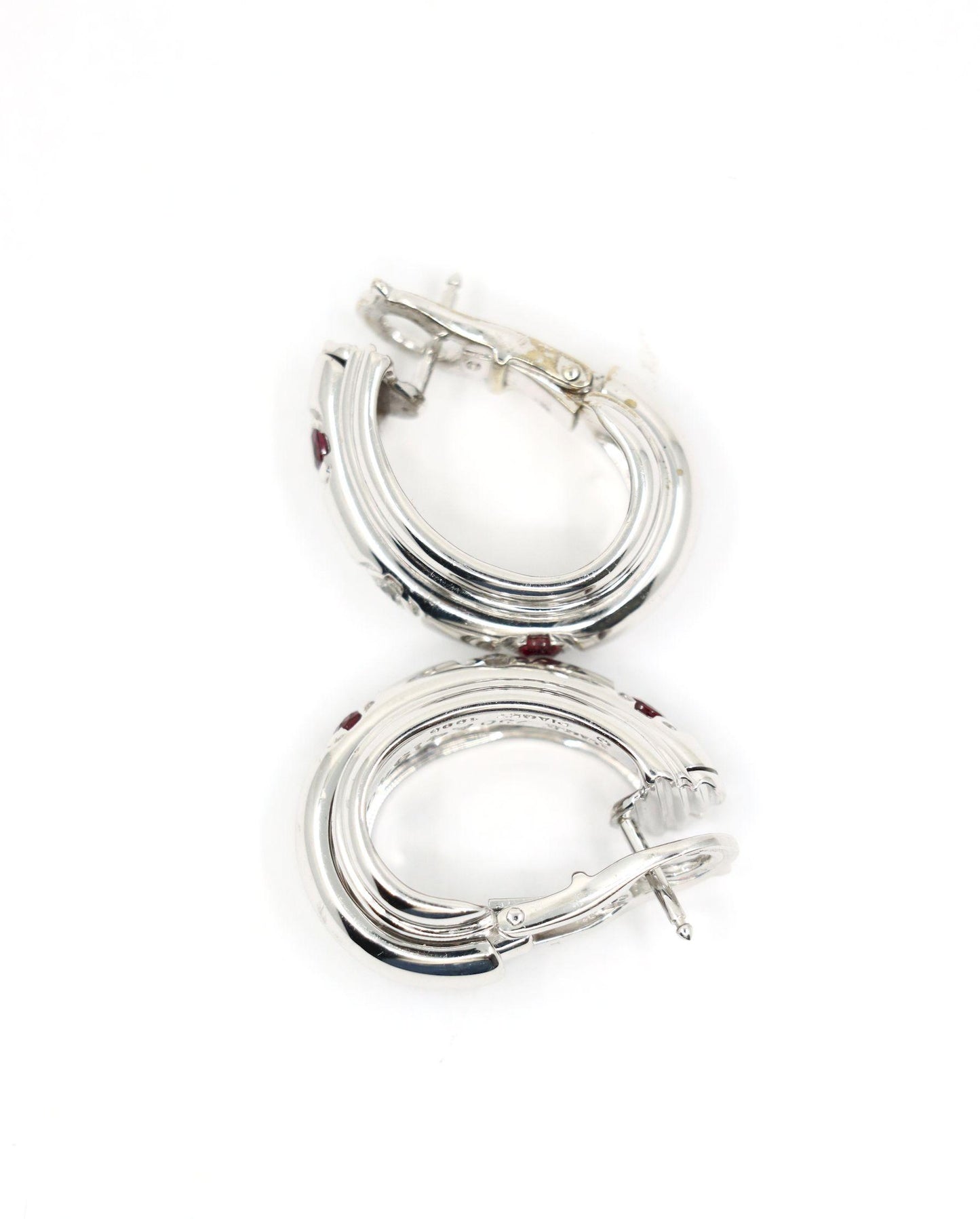 Vintage Piaget 18K White Gold Diamond Ruby Possession Earrings