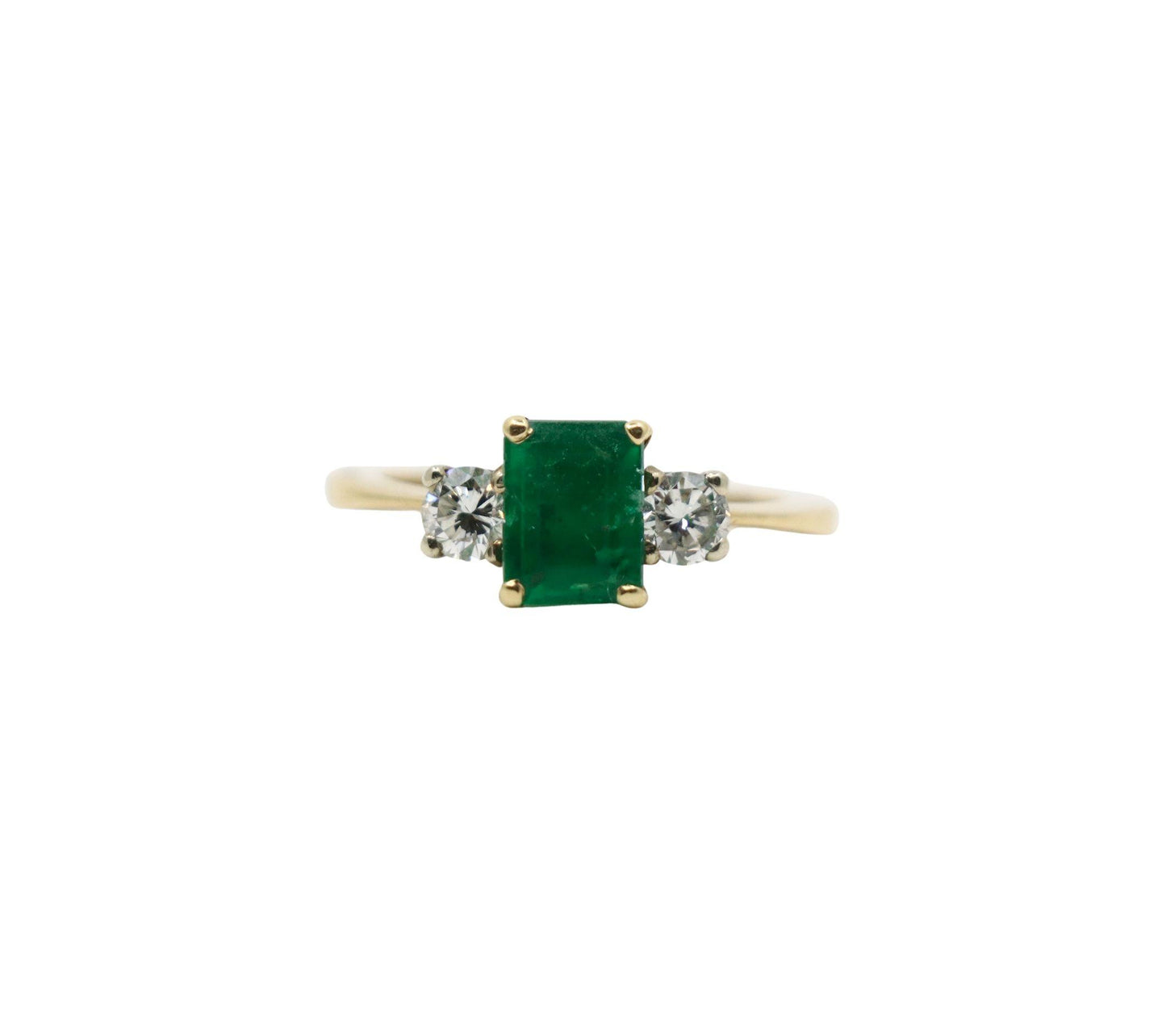 14K Gold Emerald Diamond Ring
