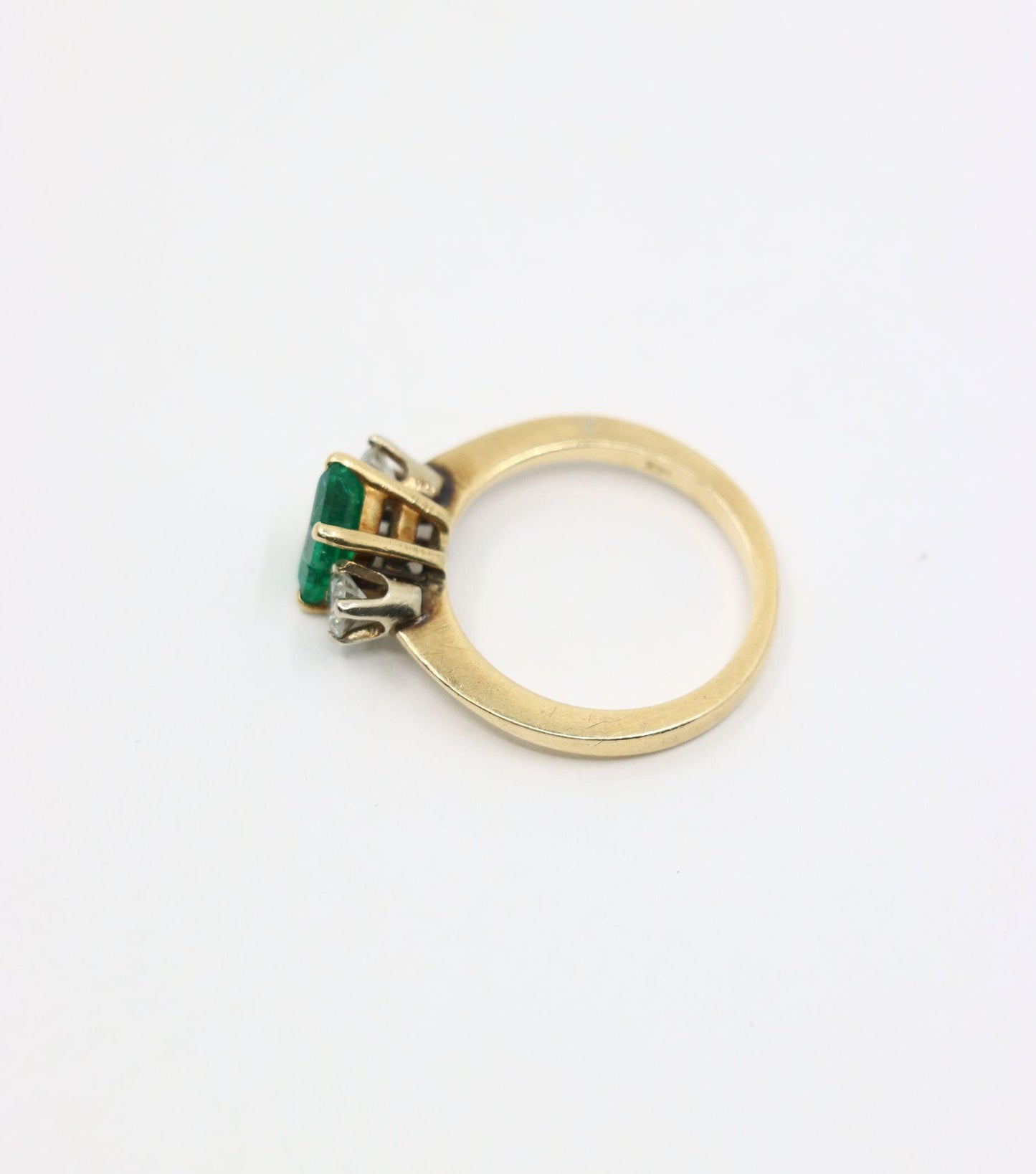 14K Gold Emerald Diamond Ring
