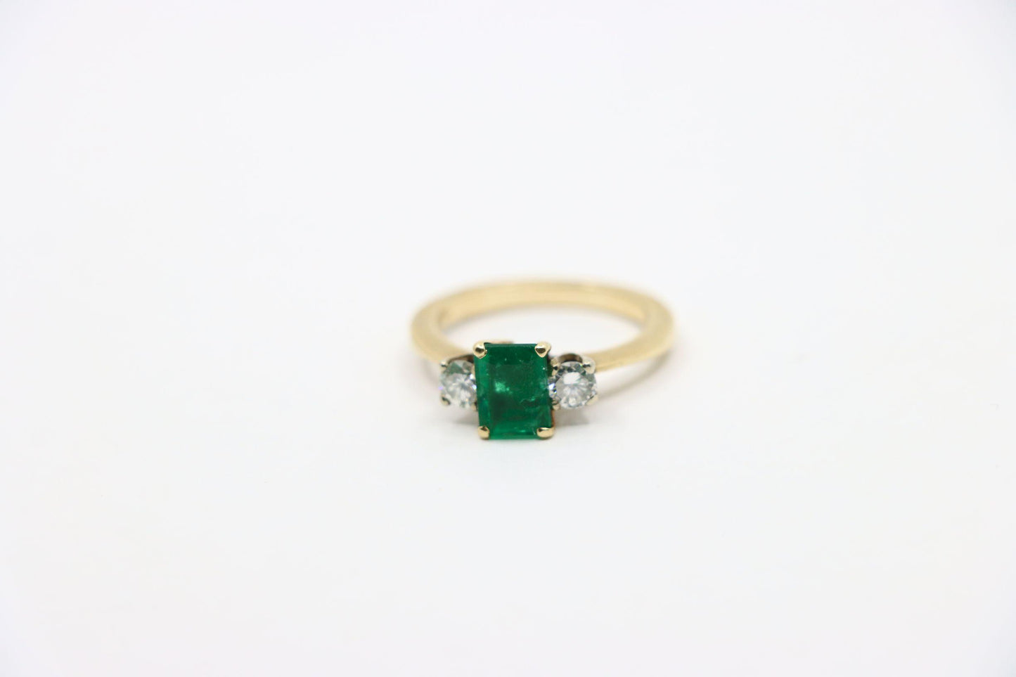 14K Gold Emerald Diamond Ring
