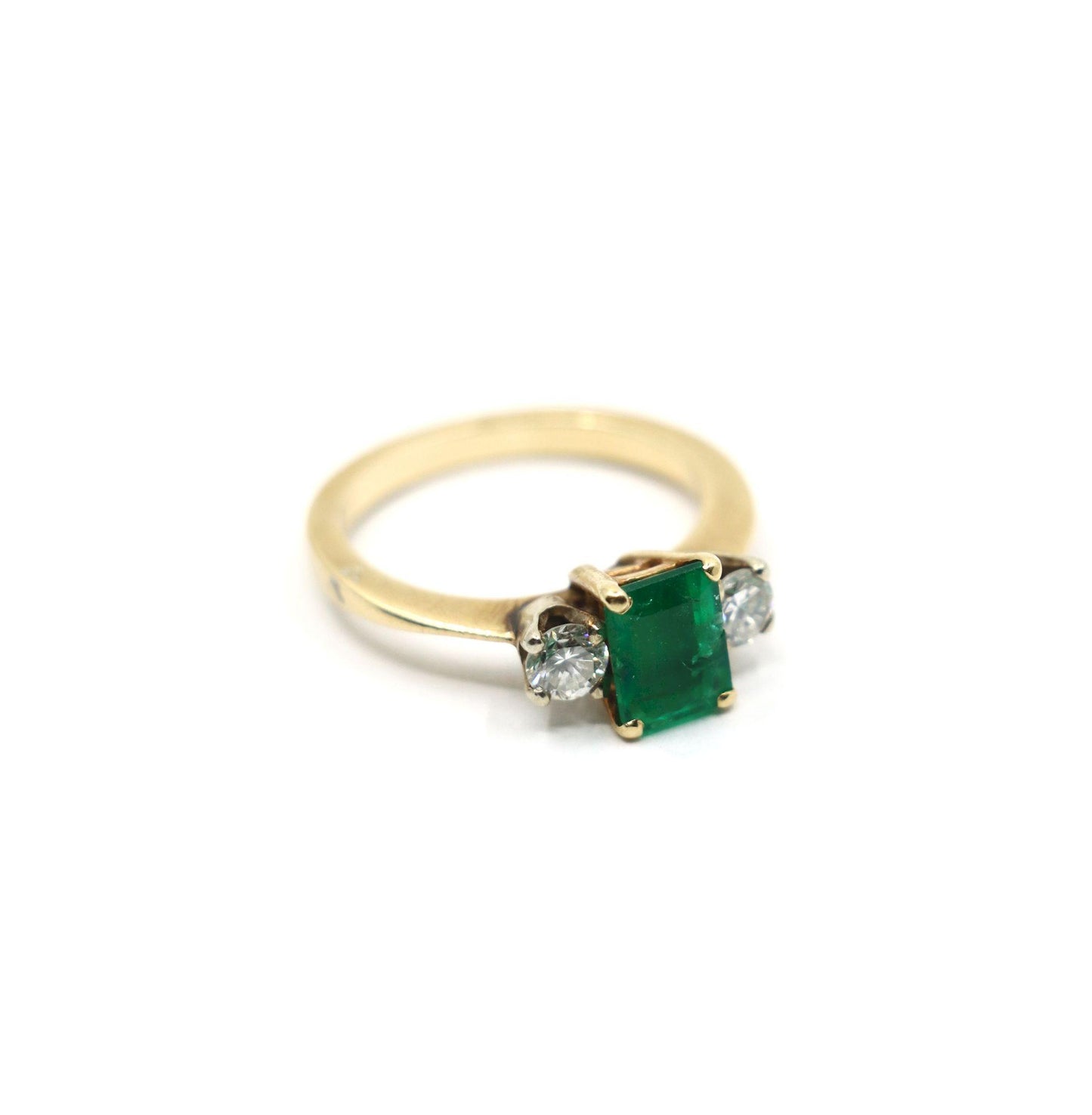 14K Gold Emerald Diamond Ring