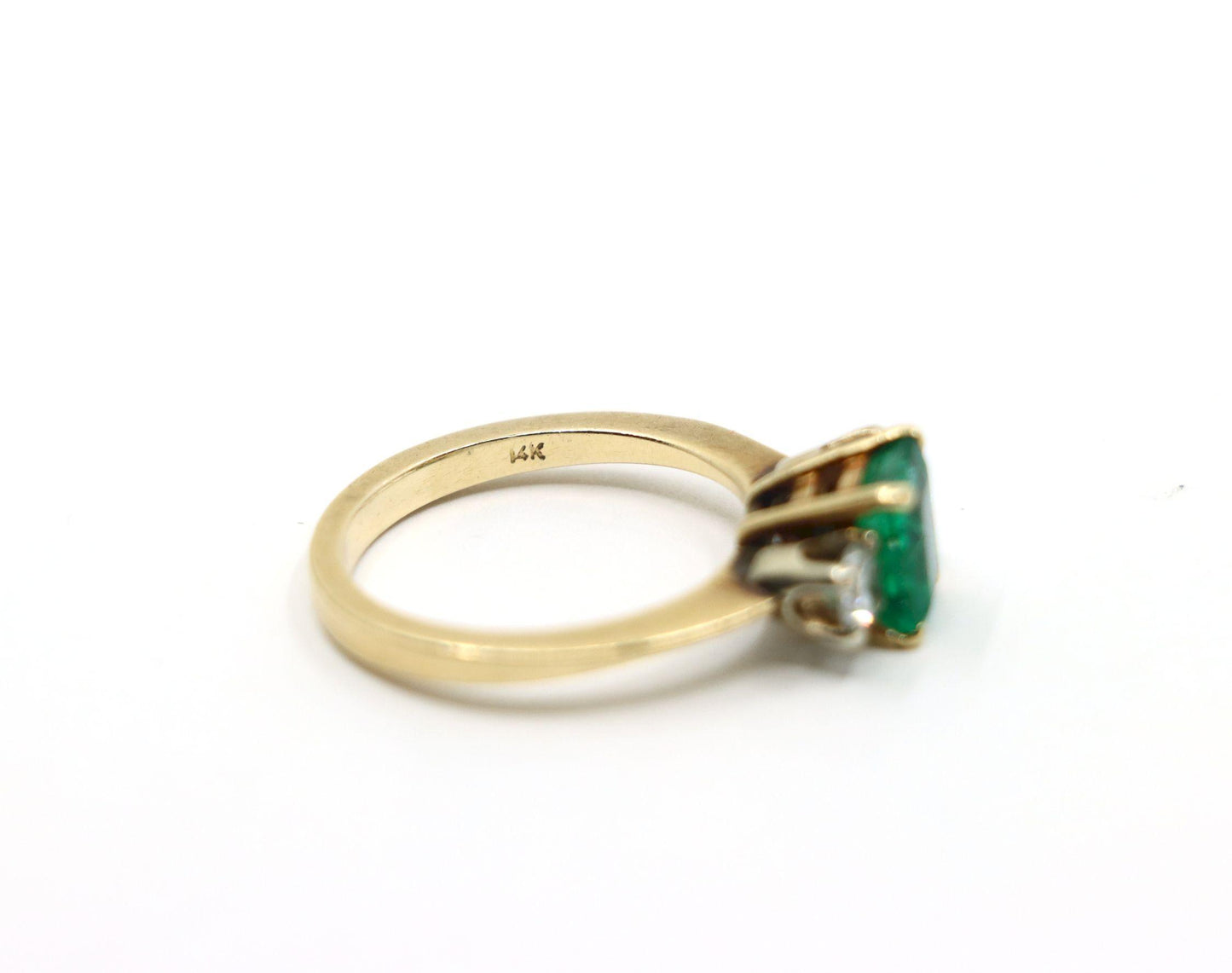 14K Gold Emerald Diamond Ring