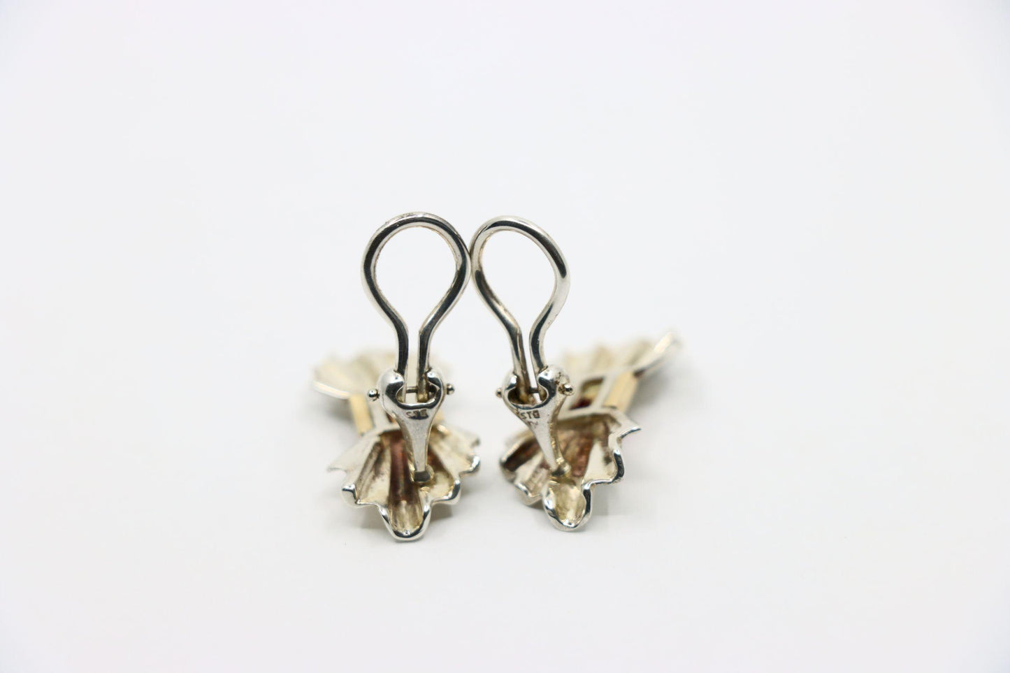 Tiffany & Co. 14K Gold Silver Ruby Bow Clip Earrings