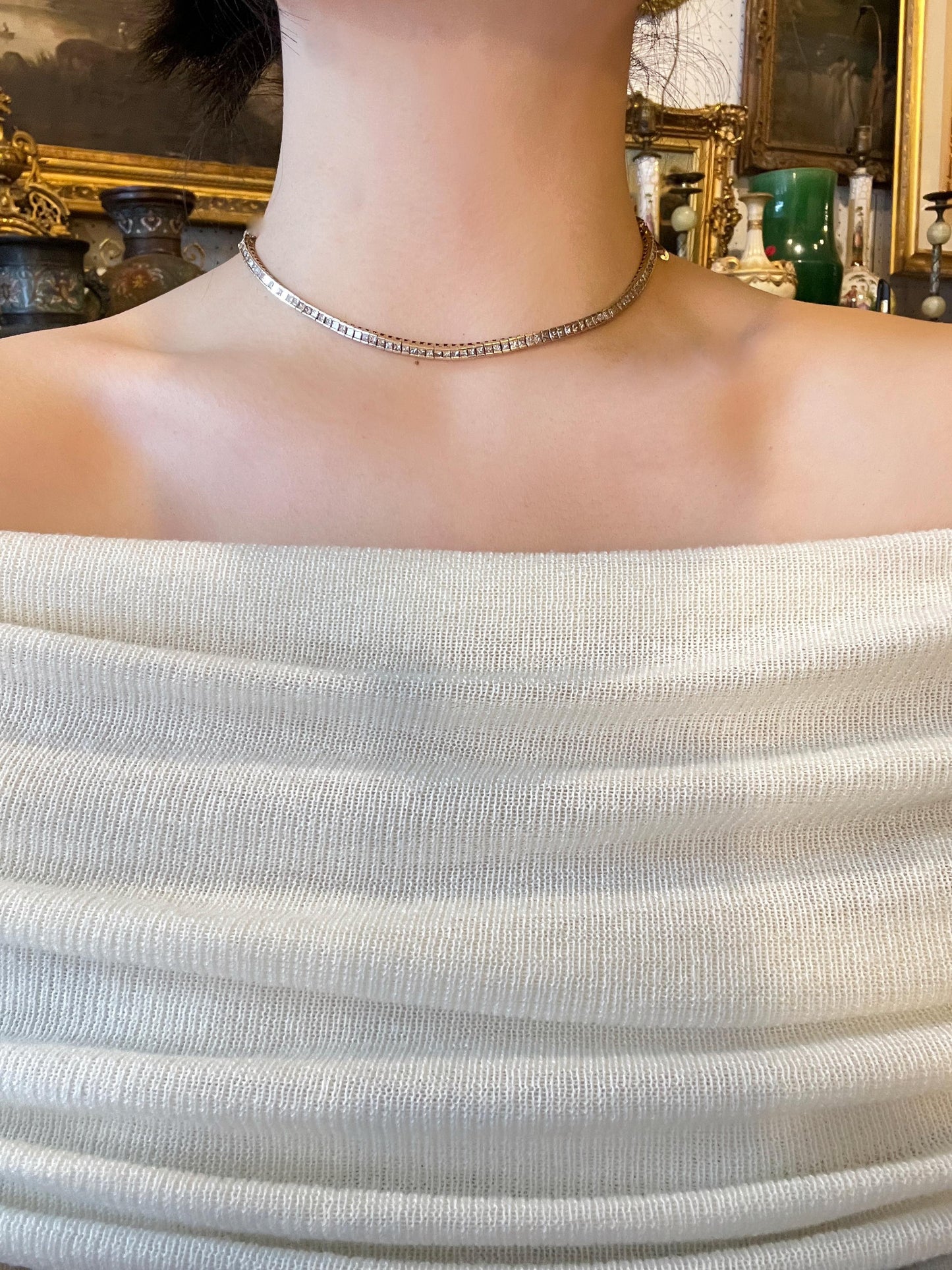 A Pair of Vintage 14K Gold Diamond Bracelets