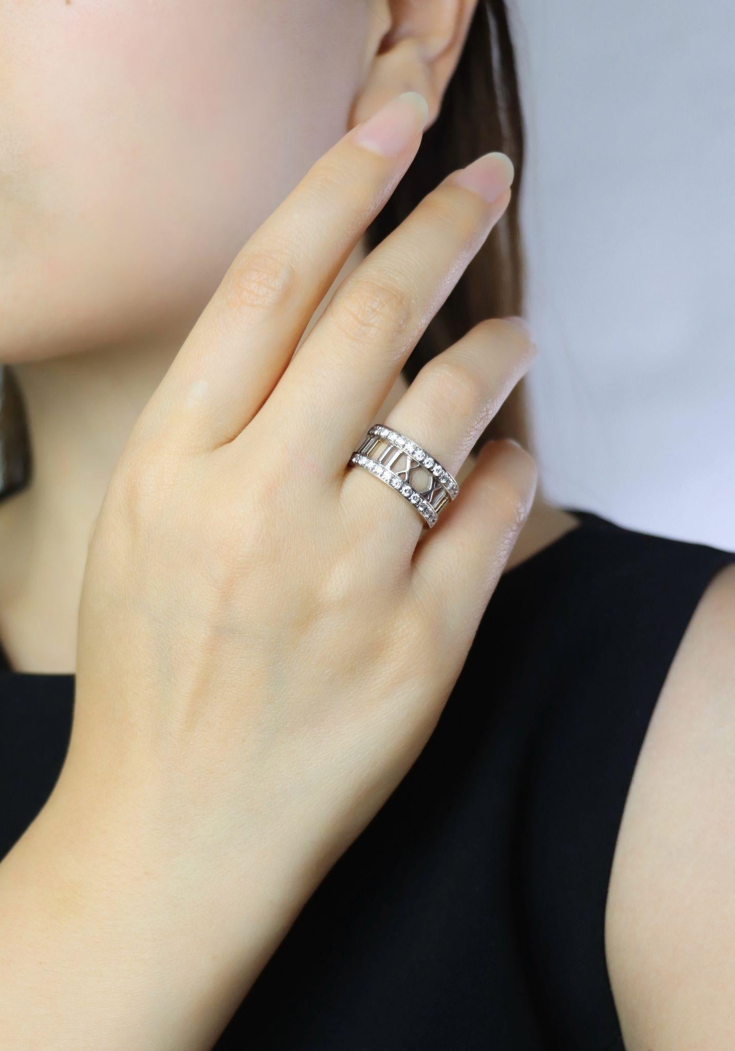 Vintage Tiffany & Co 18K White Gold Diamonds Open Atlas Ring