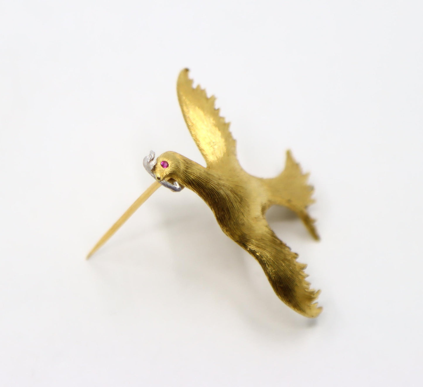 Buccellati 18K Gold Rigato Satin Finish Dove of Peace Brooch