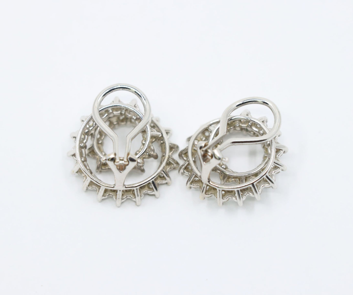 Vintage 14K White Gold Diamond Swirl Earrings
