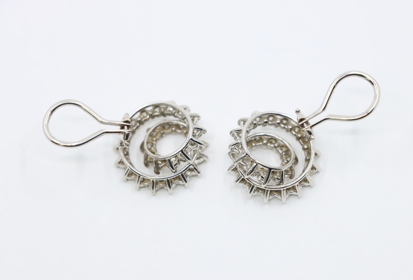 Vintage 14K White Gold Diamond Swirl Earrings