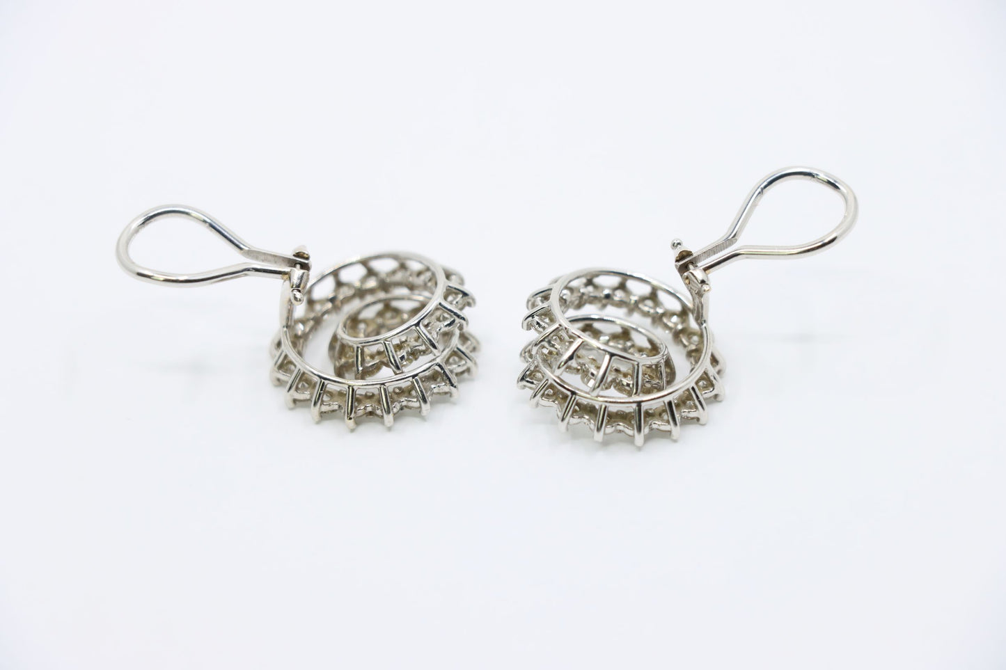 Vintage 14K White Gold Diamond Swirl Earrings