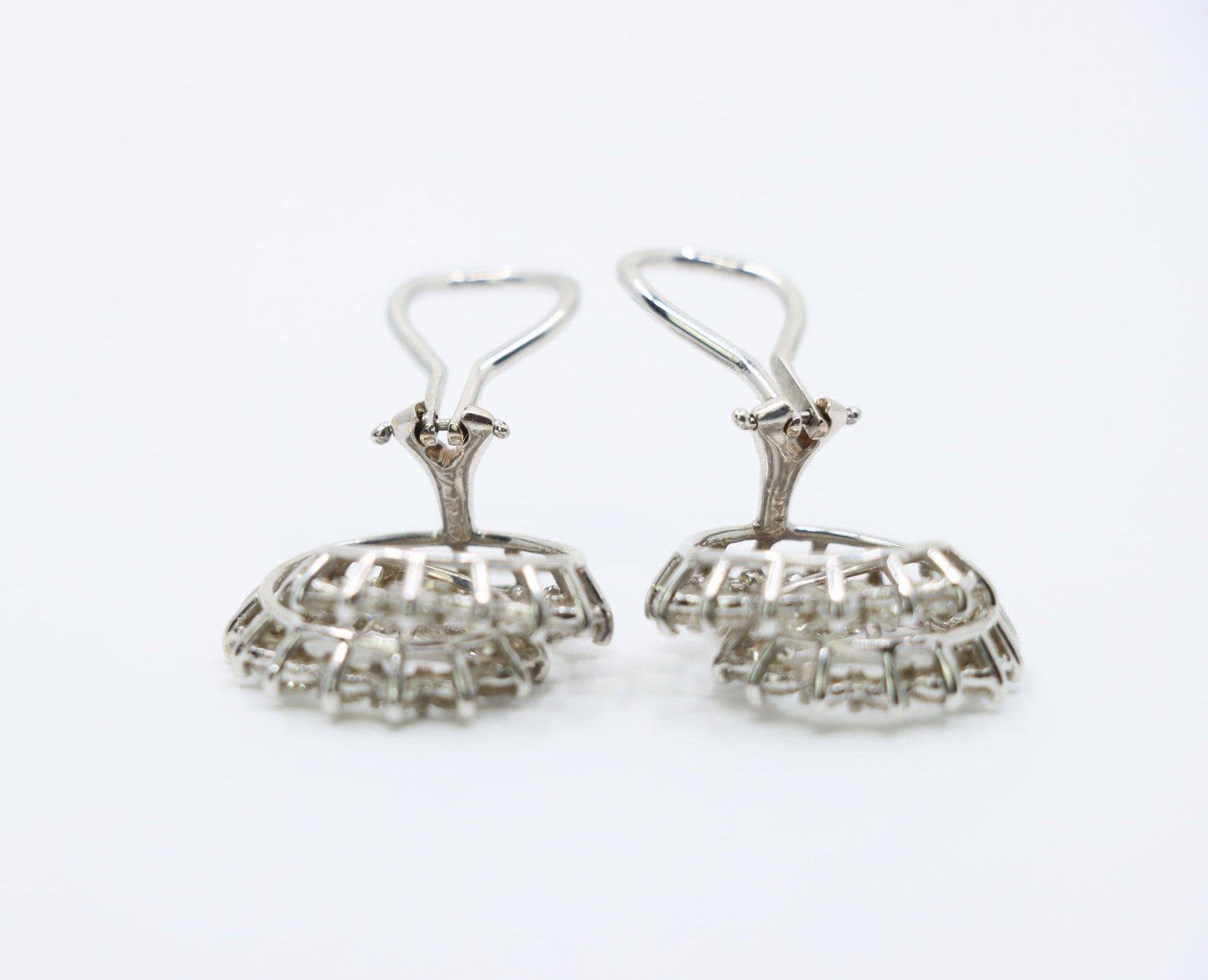 Vintage 14K White Gold Diamond Swirl Earrings