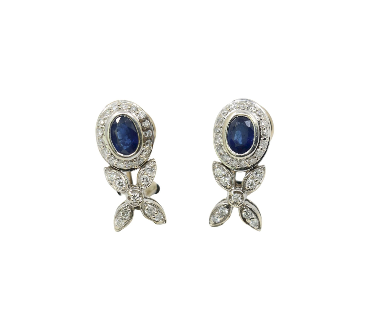 Vintage 14K White Sapphire Diamond Earrings