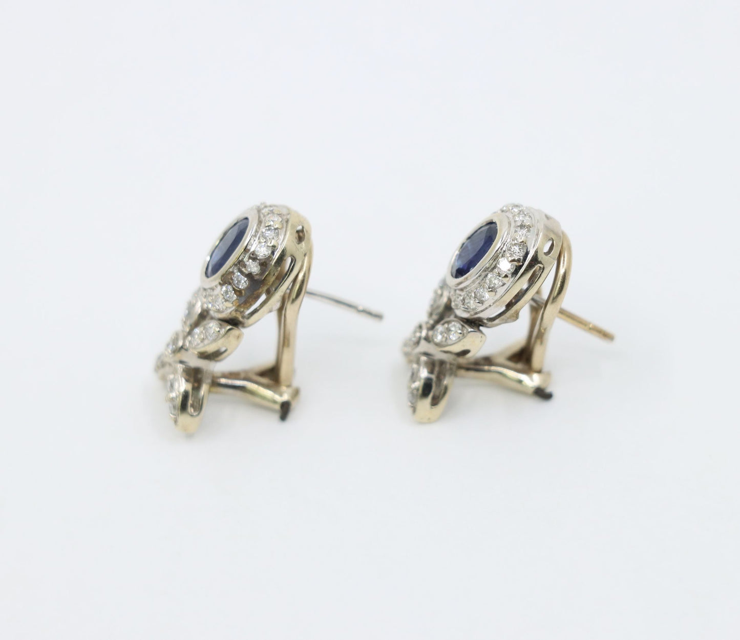 Vintage 14K White Sapphire Diamond Earrings
