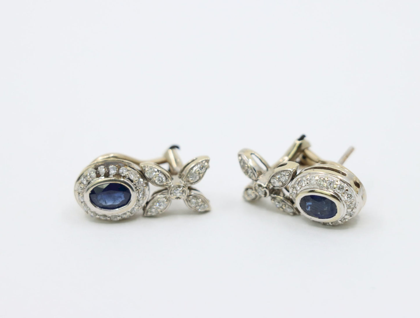 Vintage 14K White Sapphire Diamond Earrings