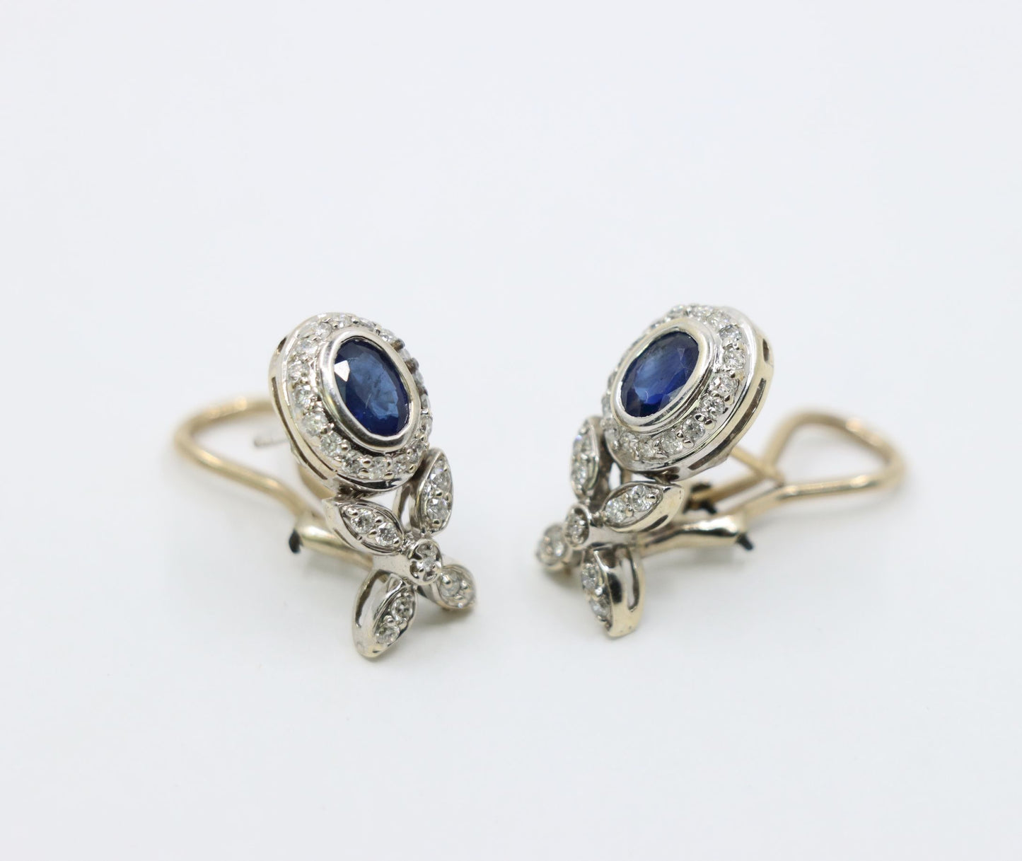 Vintage 14K White Sapphire Diamond Earrings
