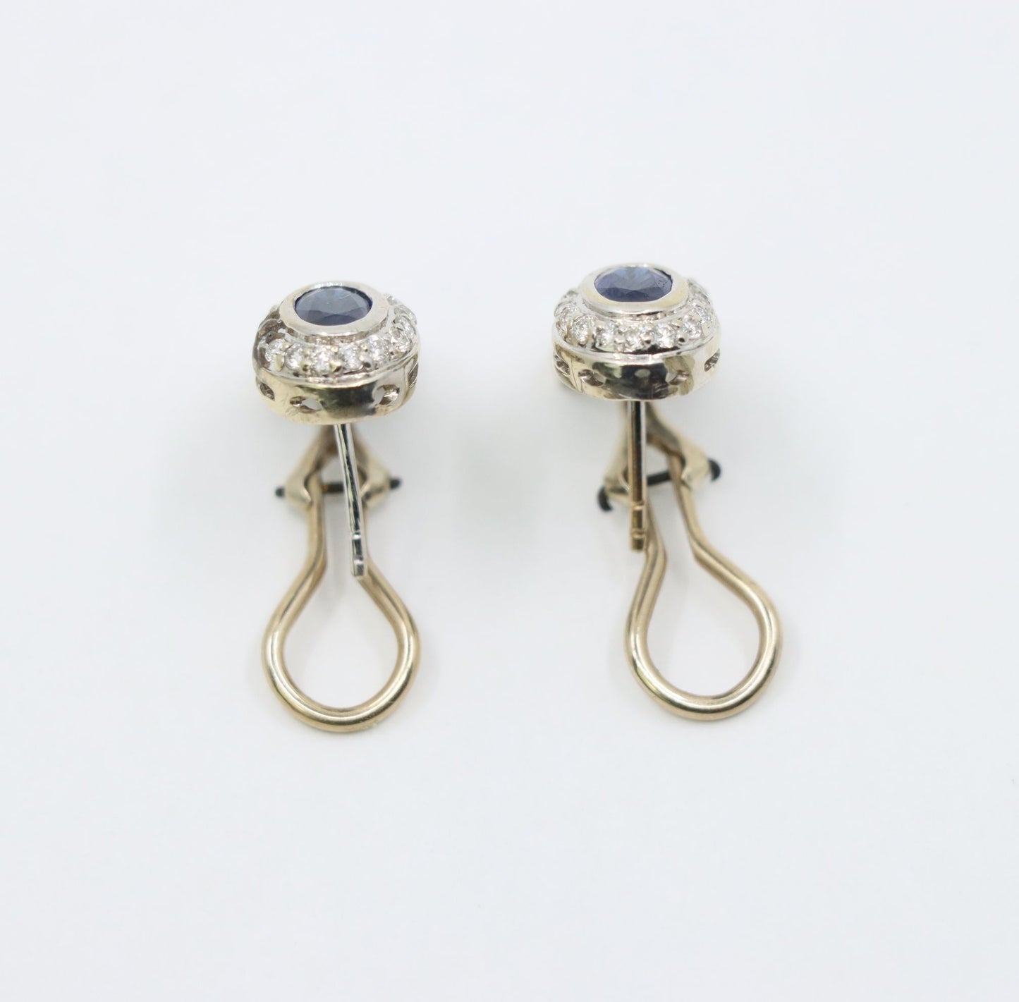 Vintage 14K White Sapphire Diamond Earrings