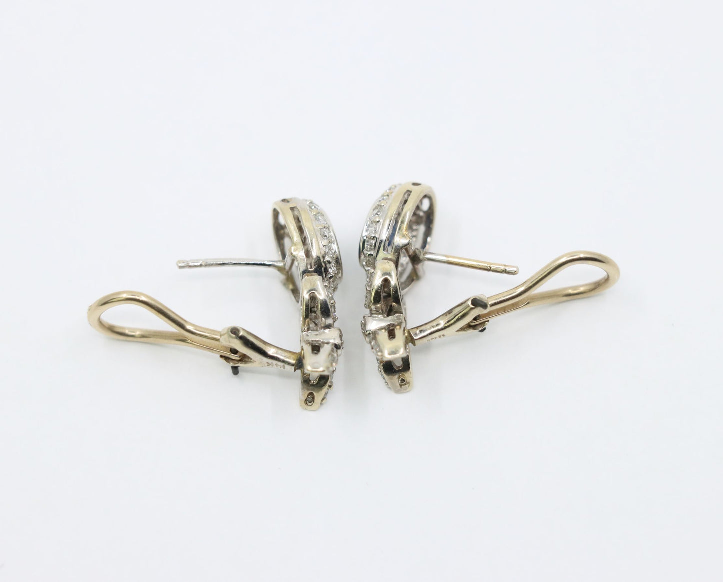 Vintage 14K White Sapphire Diamond Earrings