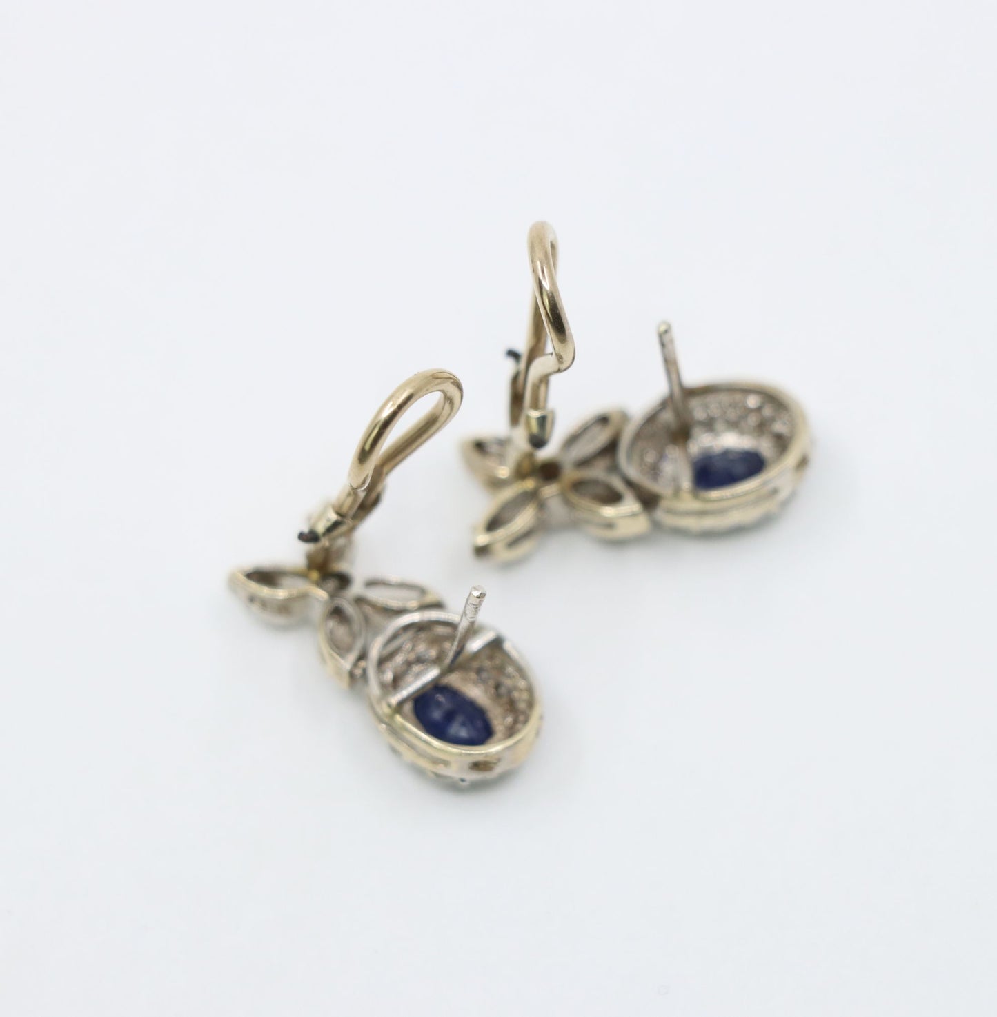 Vintage 14K White Sapphire Diamond Earrings