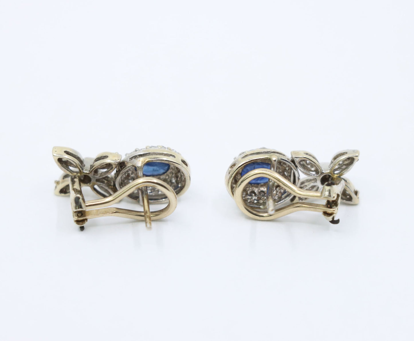 Vintage 14K White Sapphire Diamond Earrings