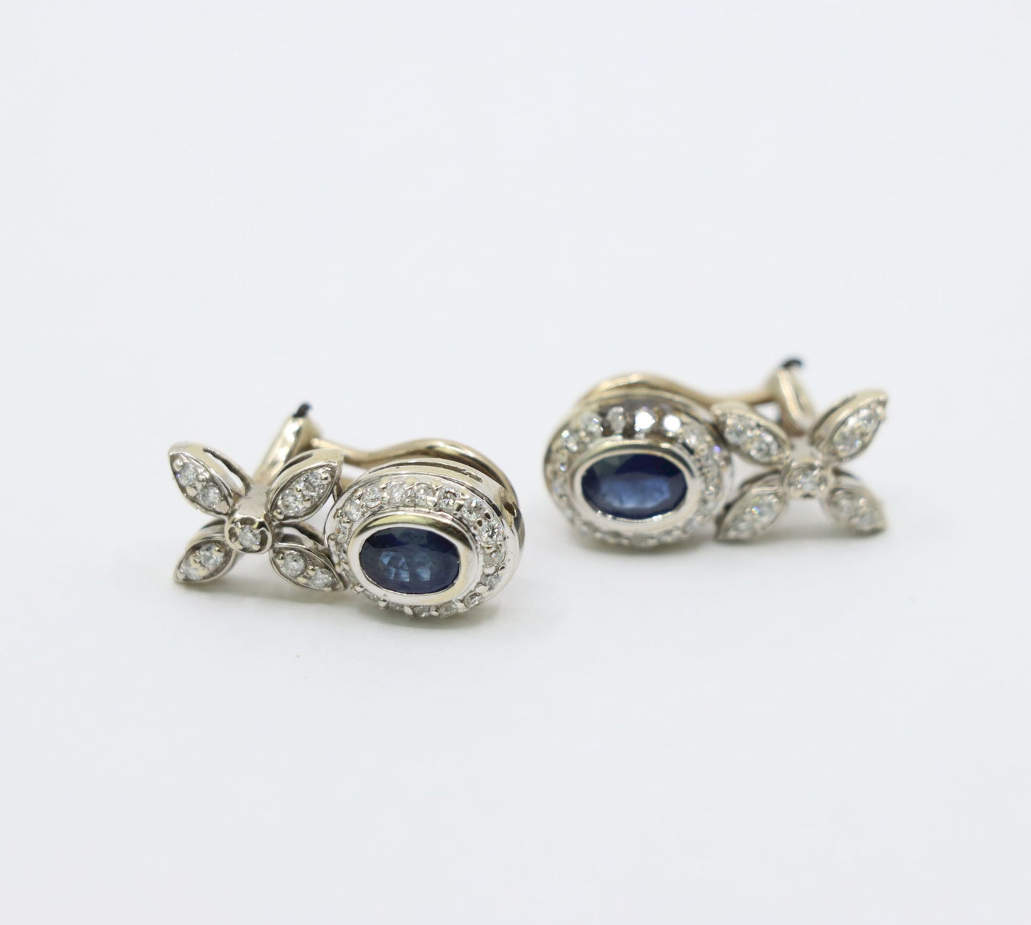 Vintage 14K White Sapphire Diamond Earrings