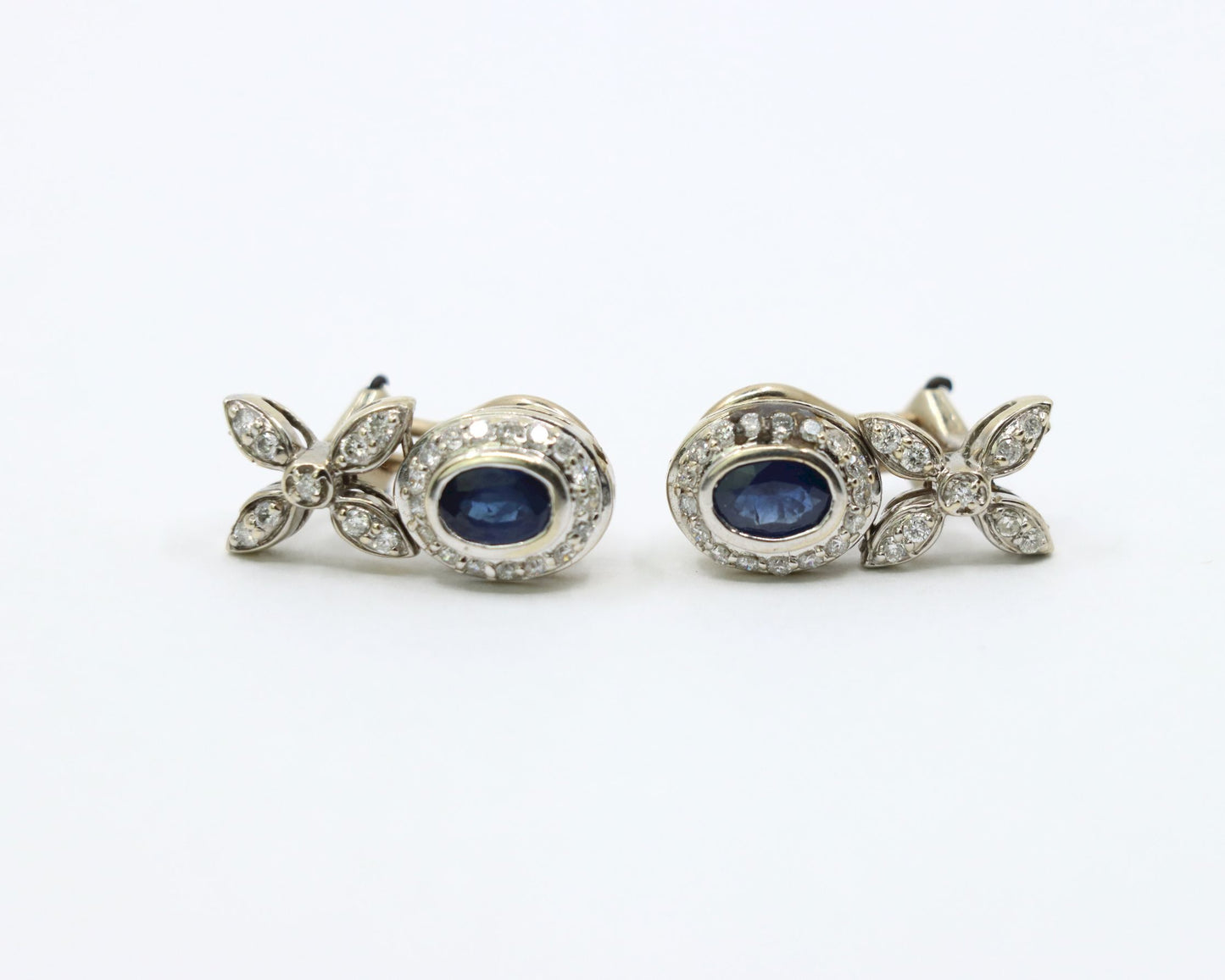 Vintage 14K White Sapphire Diamond Earrings